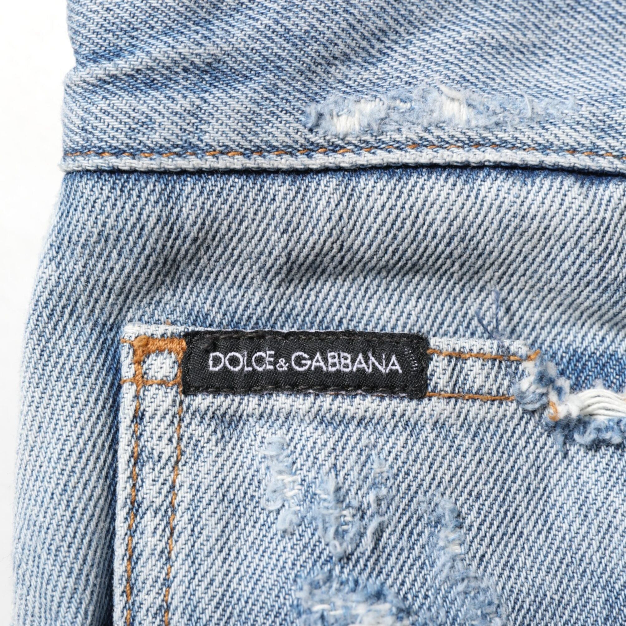 Dolce & Gabbana Blue Distressed Ripped Denim Trouser Jeans
