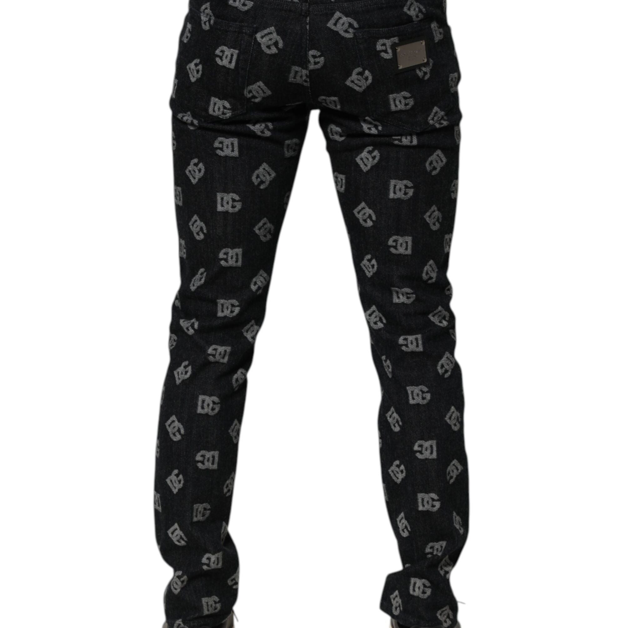 Dolce & Gabbana Black DG Monogram Cotton Skinny Denim Jeans