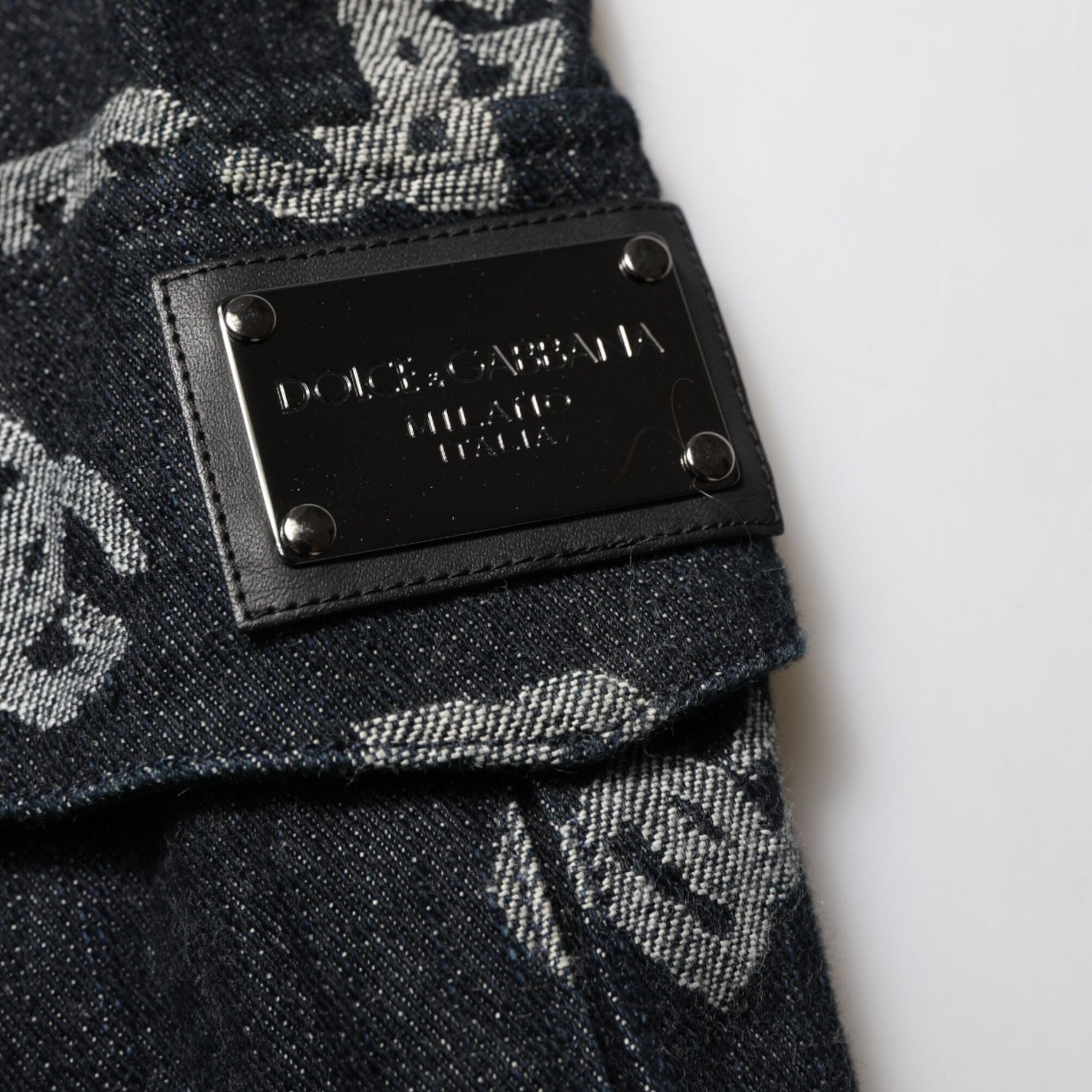 Dolce & Gabbana Black Monogram Denim Cargo Men Bermuda Short