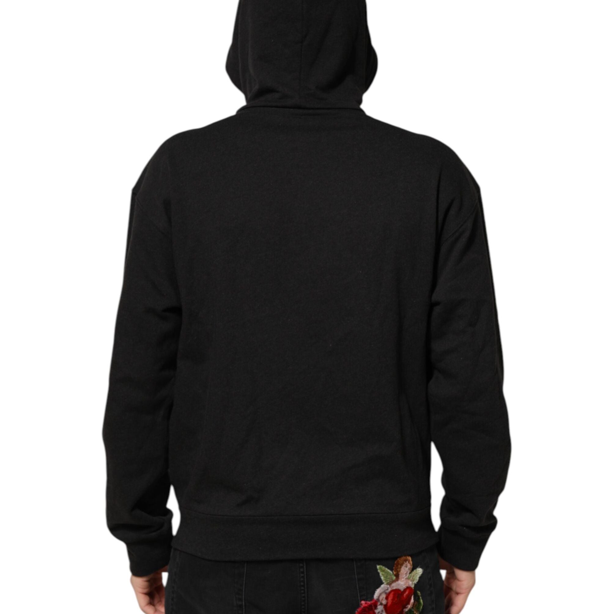 Dolce & Gabbana Black Logo FullZip Hooded Sweatshirt Sweater