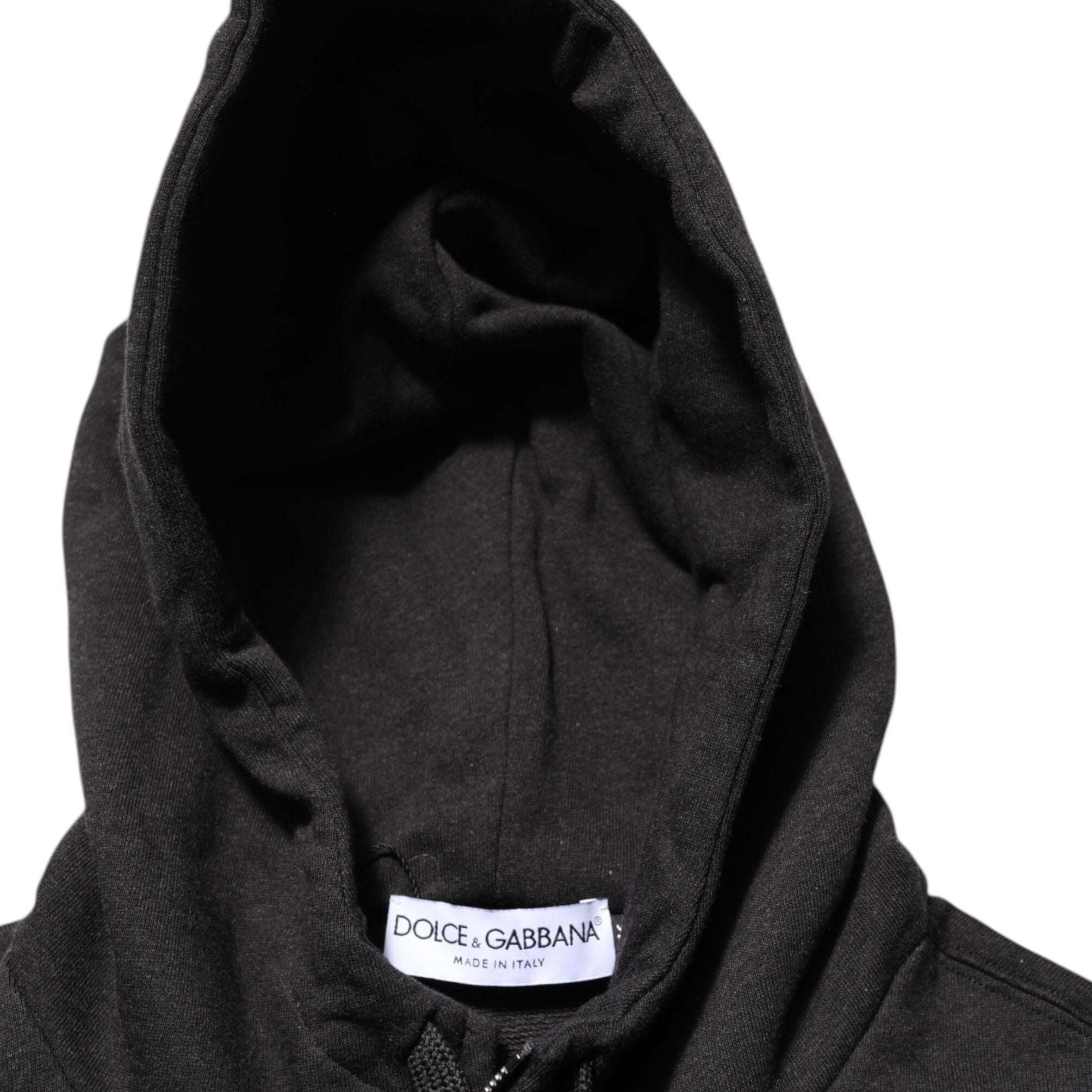Dolce & Gabbana Black Logo FullZip Hooded Sweatshirt Sweater
