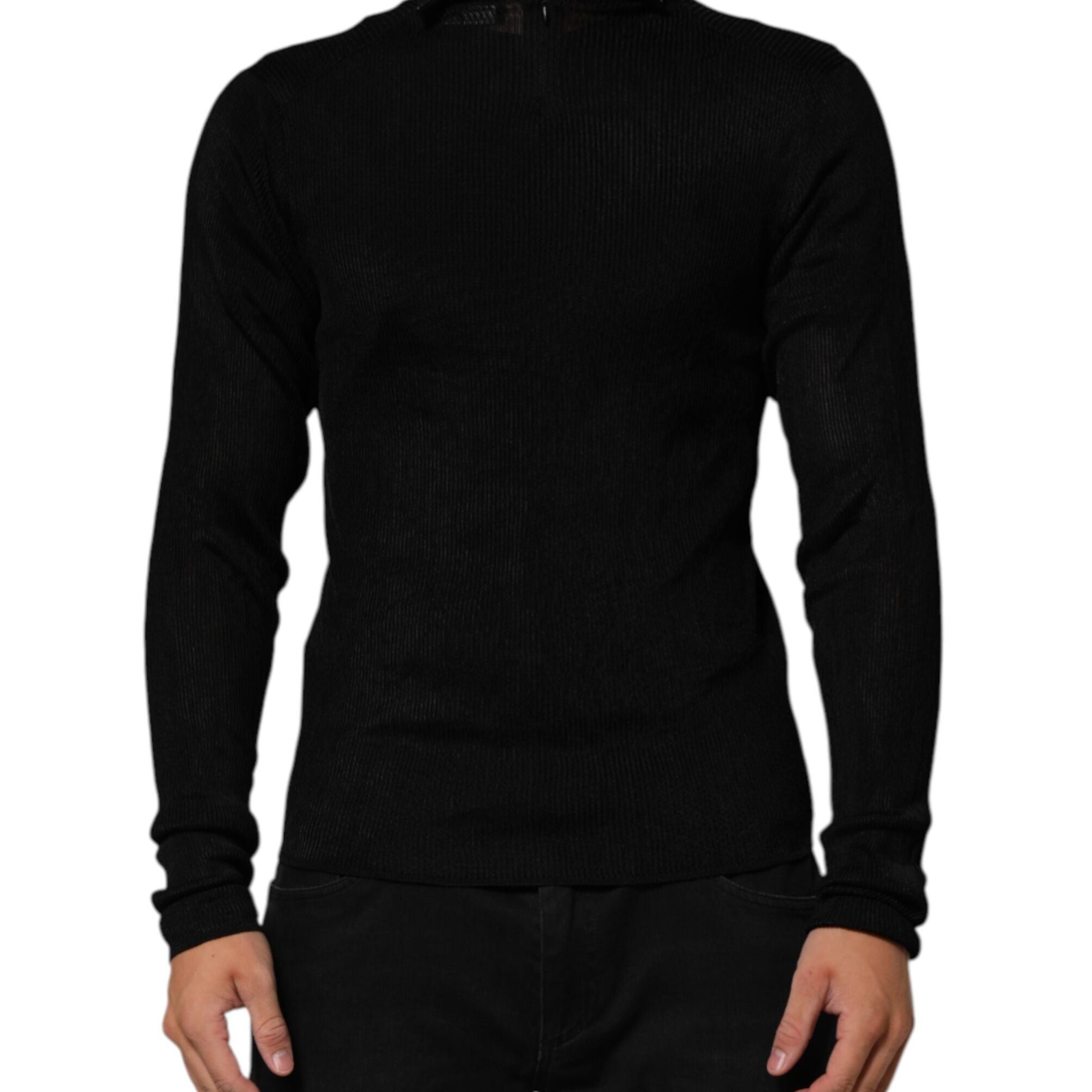 Dolce & Gabbana Black Viscose Turtle Neck Pullover Sweater