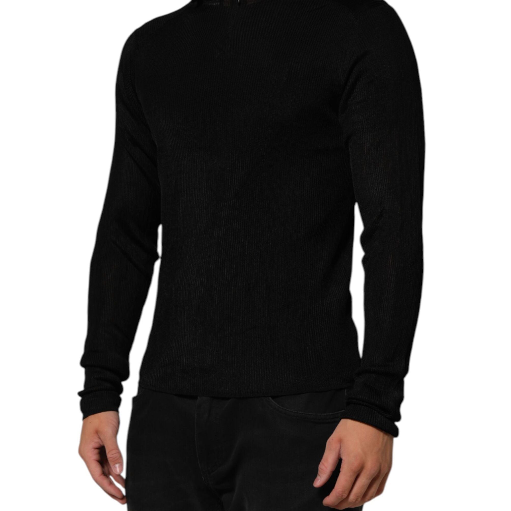 Dolce & Gabbana Black Viscose Turtle Neck Pullover Sweater