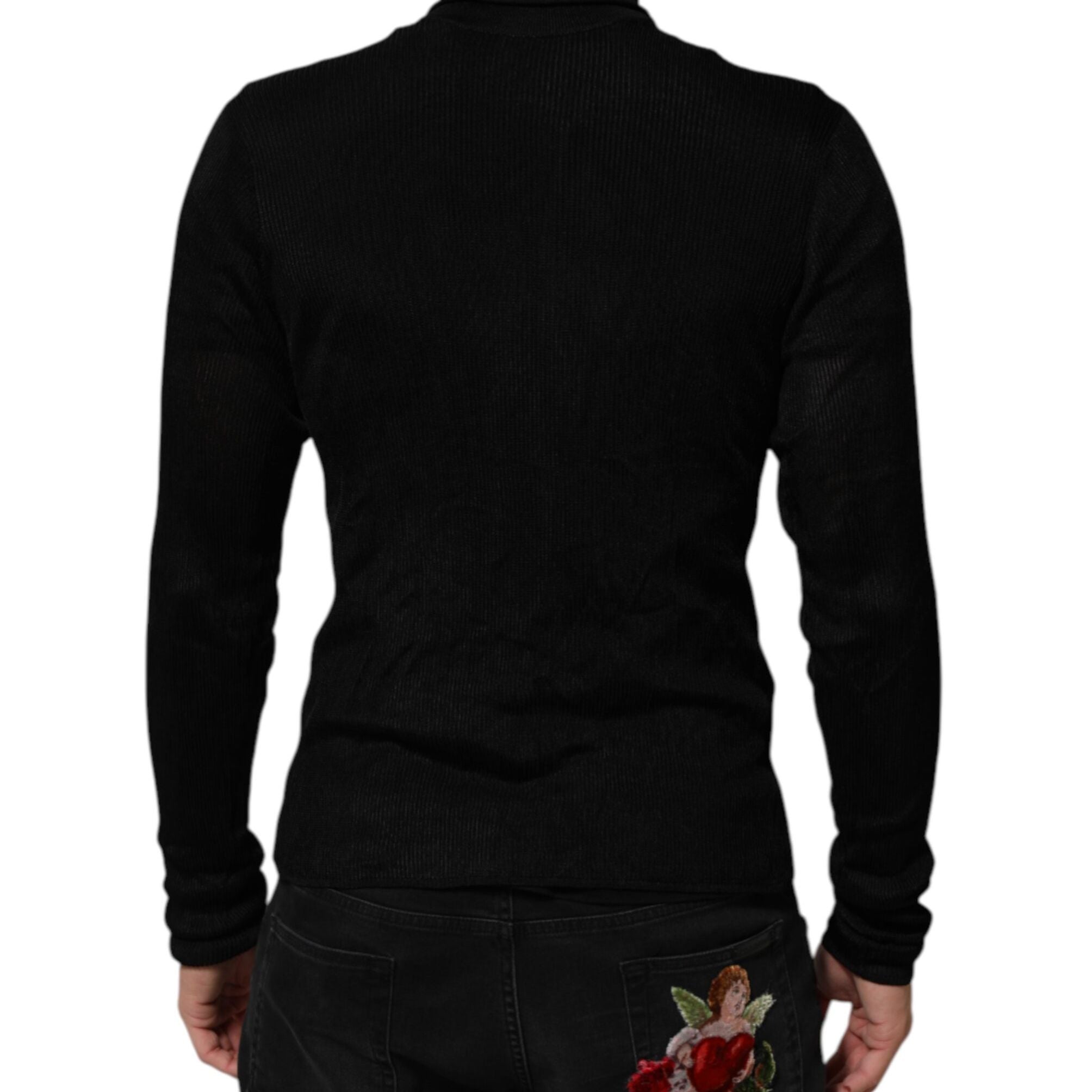 Dolce & Gabbana Black Viscose Turtle Neck Pullover Sweater