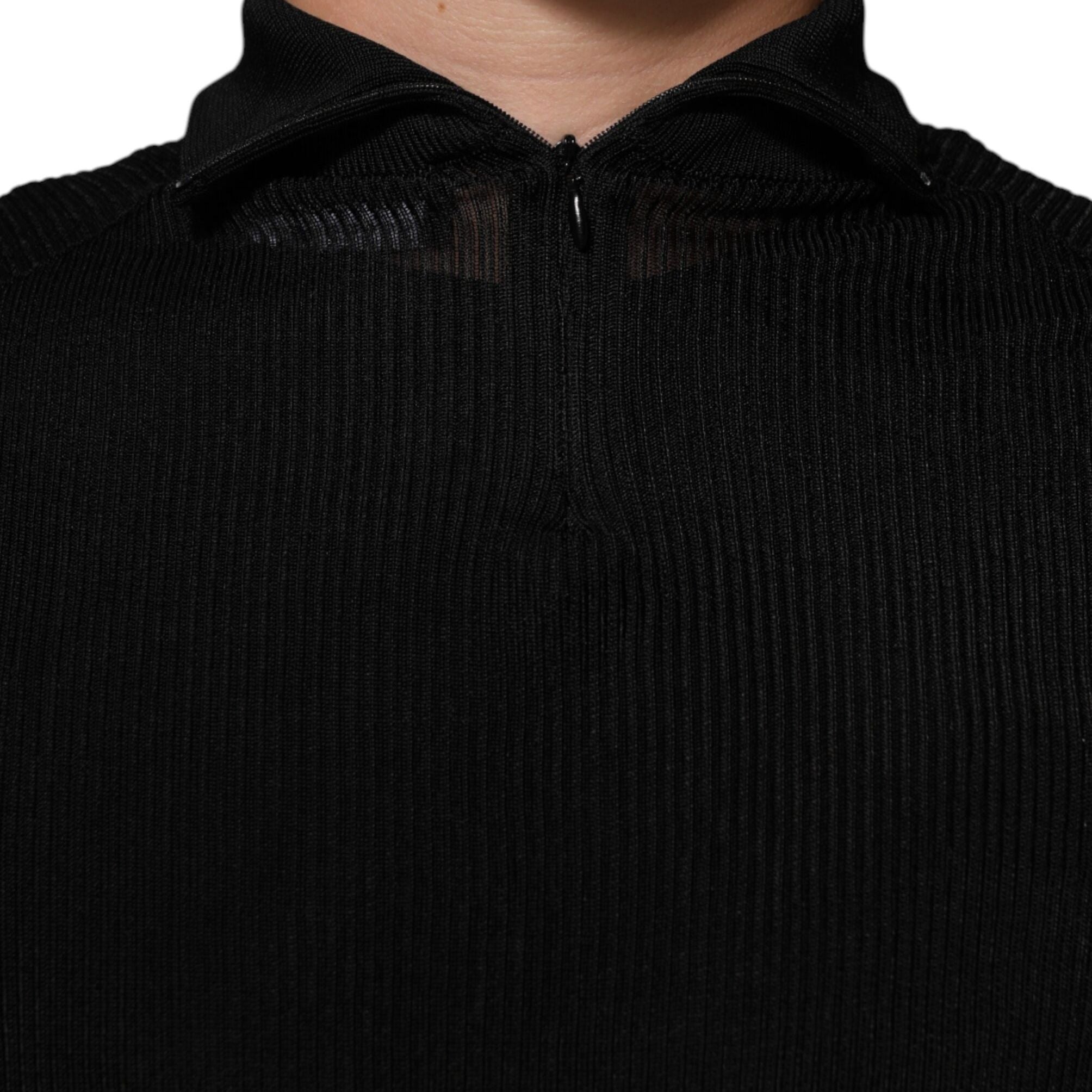 Dolce & Gabbana Black Viscose Turtle Neck Pullover Sweater