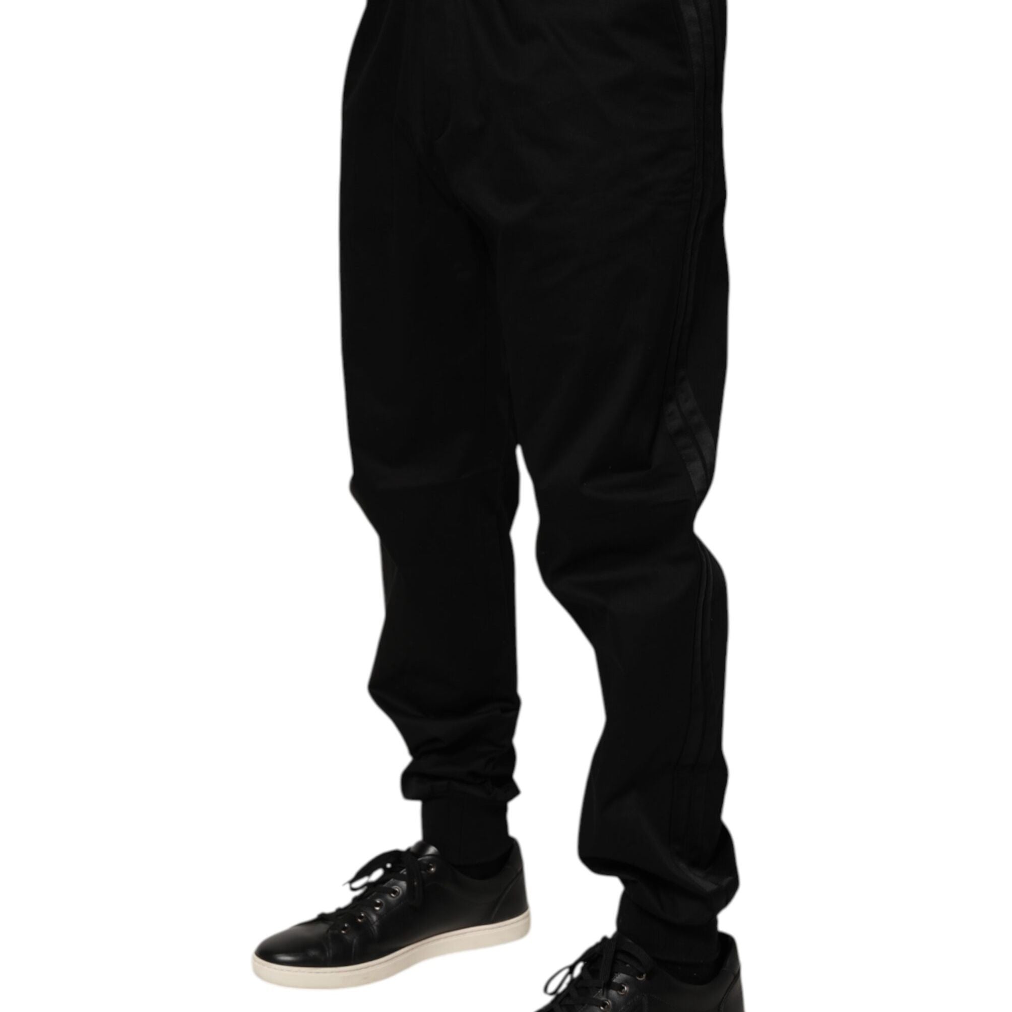 Dolce & Gabbana Black Cotton Stretch Casual Trouser Pants