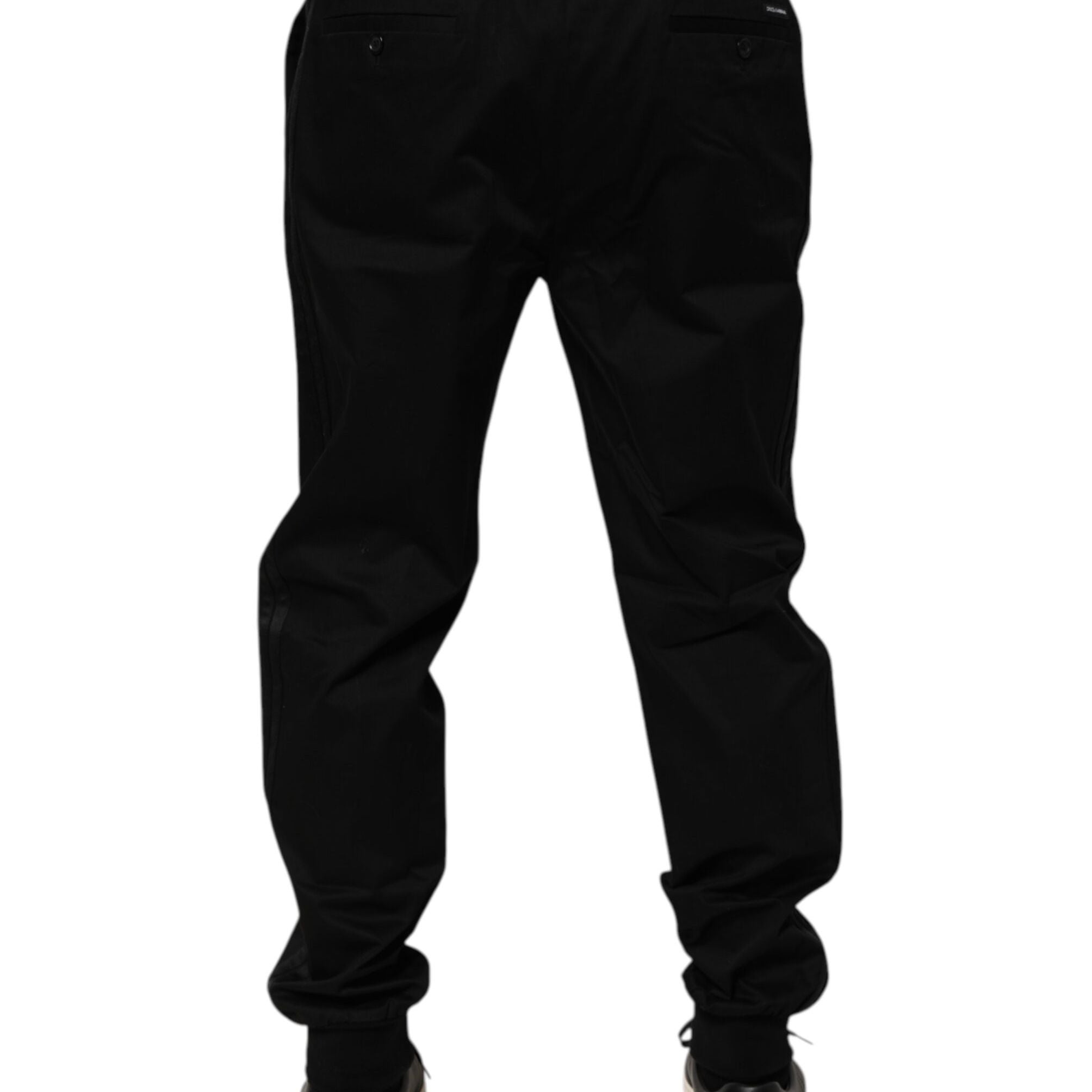 Dolce & Gabbana Black Cotton Stretch Casual Trouser Pants