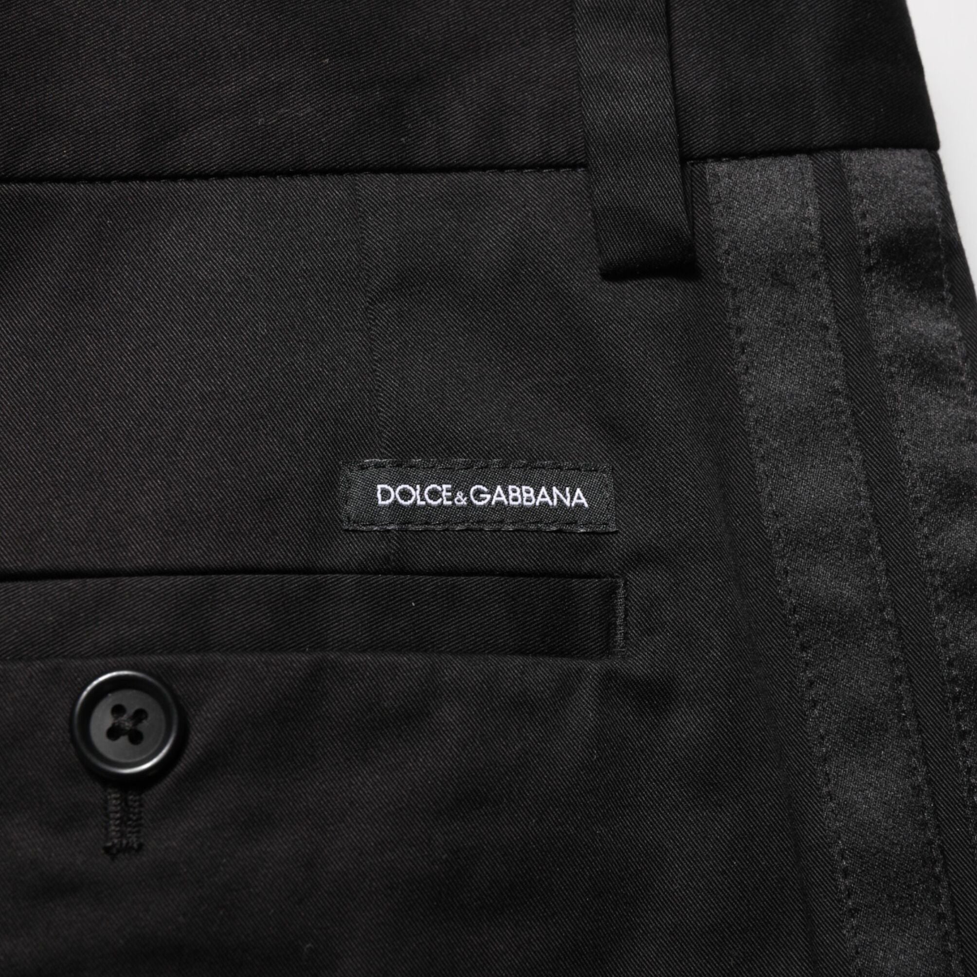 Dolce & Gabbana Black Cotton Stretch Casual Trouser Pants