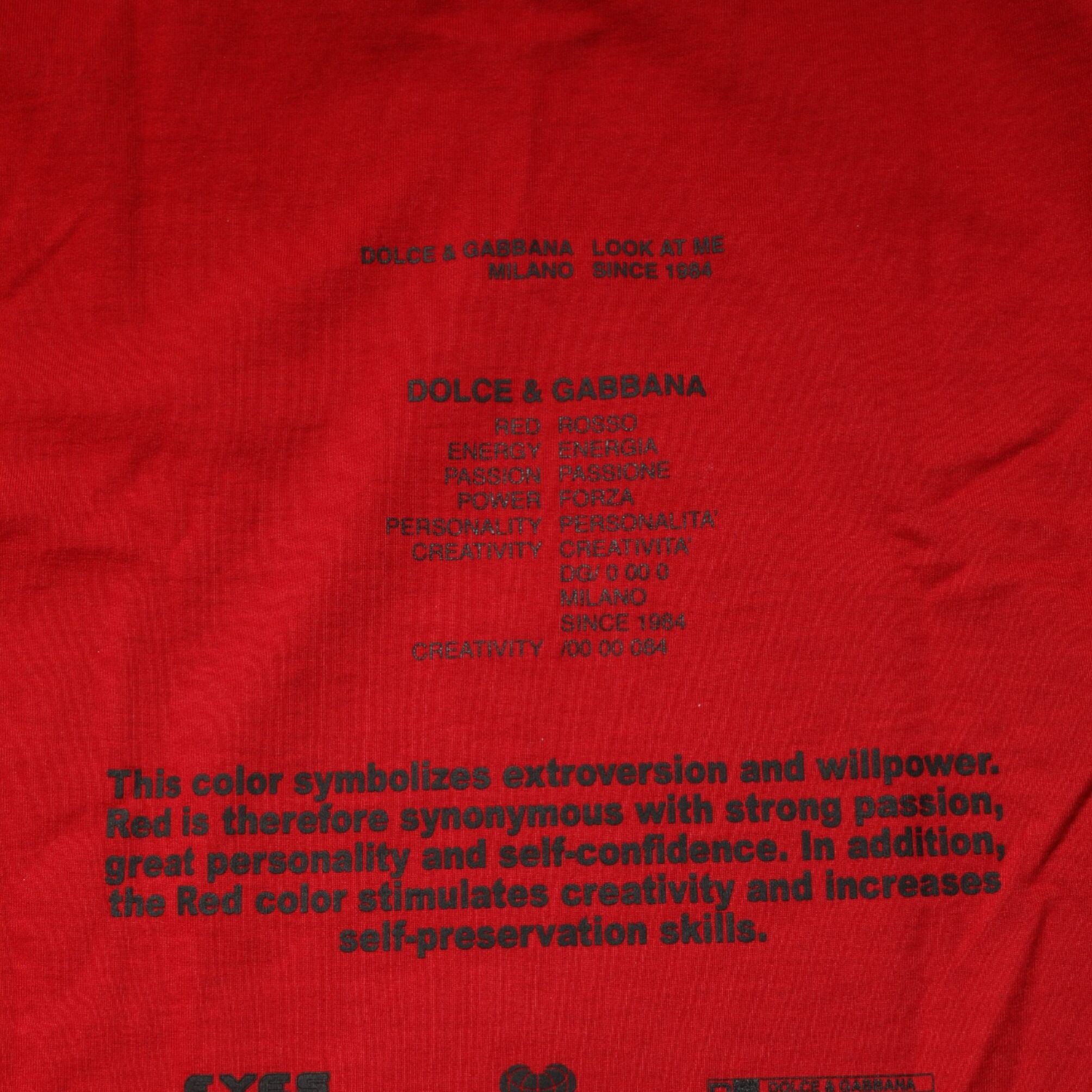 Dolce & Gabbana Red Logo Eye Print Cotton Short Sleeve T-shirt