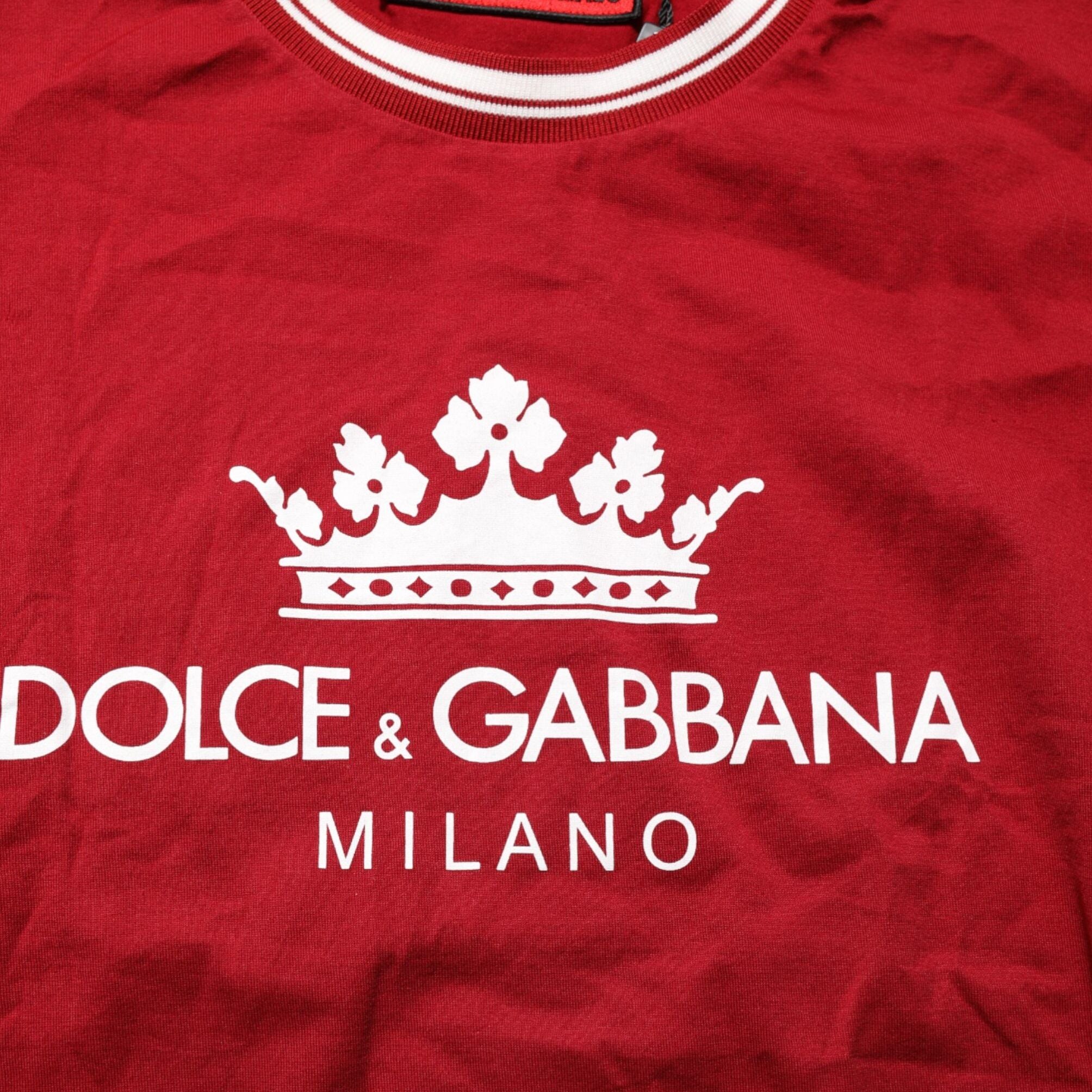 Dolce & Gabbana Maroon LogoCrown Cotton Half Sleeve T-shirt