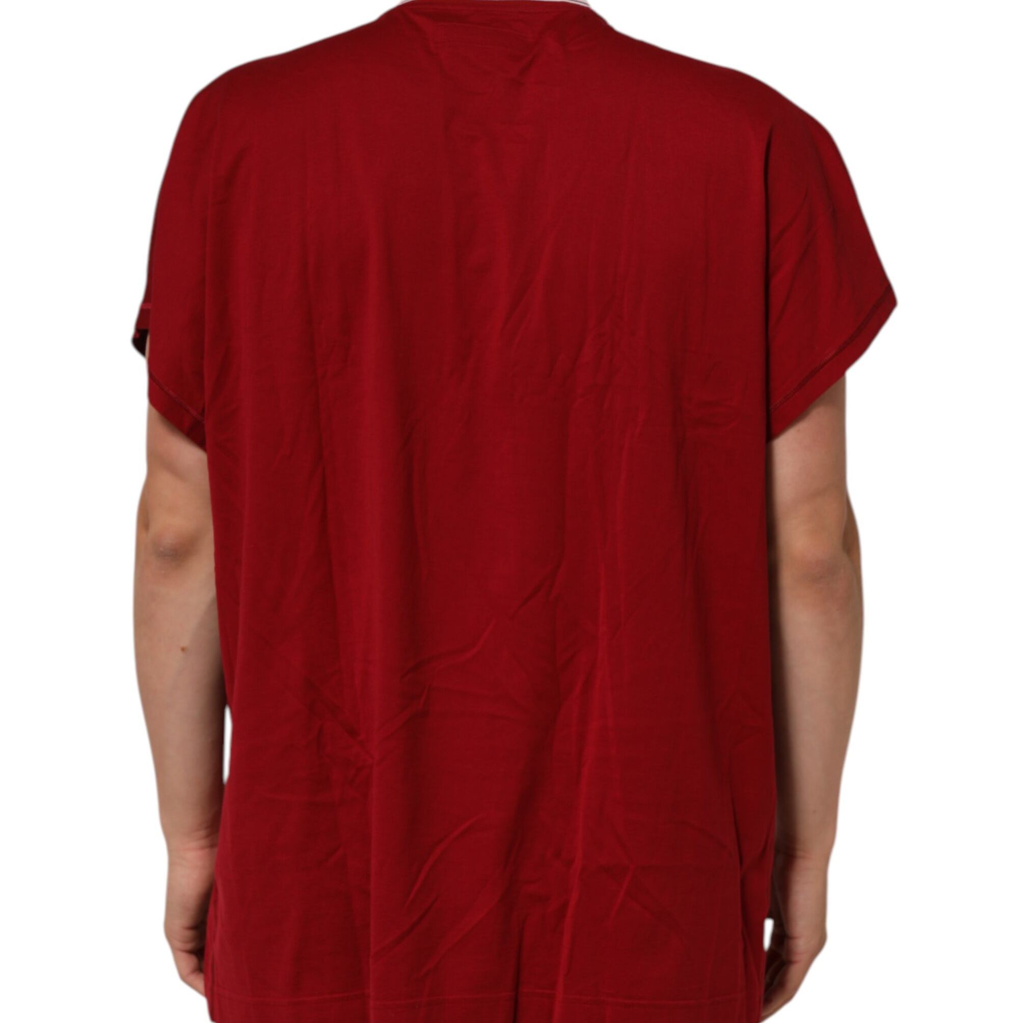 Dolce & Gabbana Maroon LogoCrown Cotton Half Sleeve T-shirt