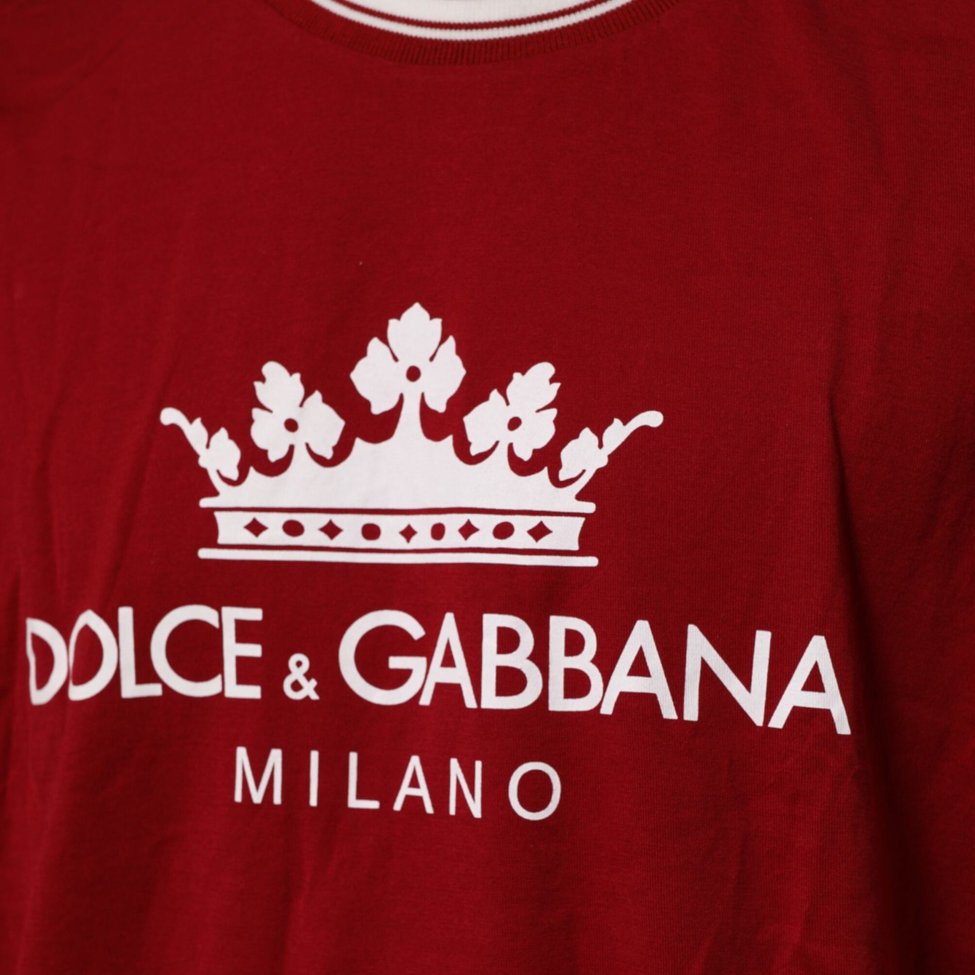 Dolce & Gabbana Maroon LogoCrown Cotton Half Sleeve T-shirt