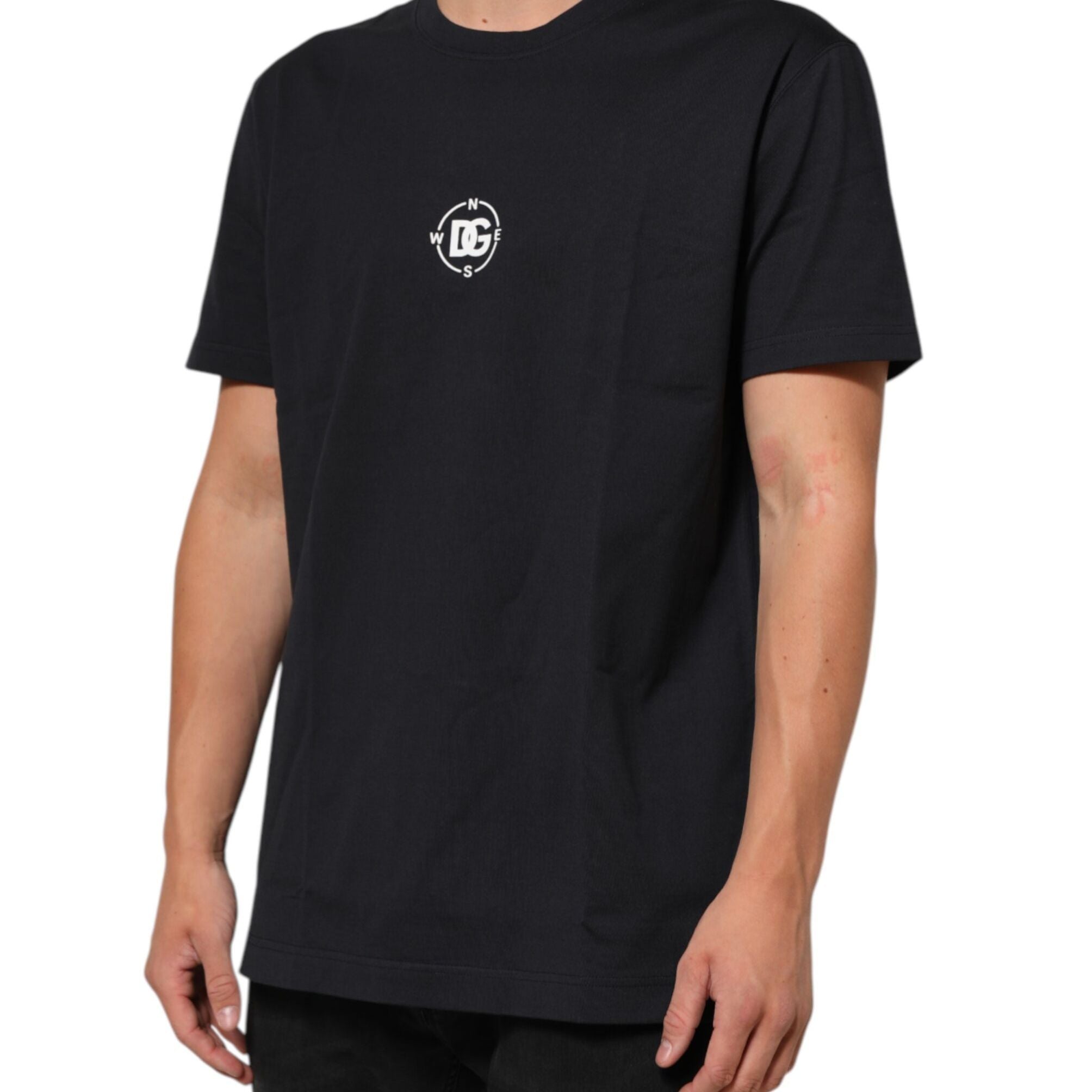 Dolce & Gabbana Black Logo Compass Cotton Crew Neck T-shirt