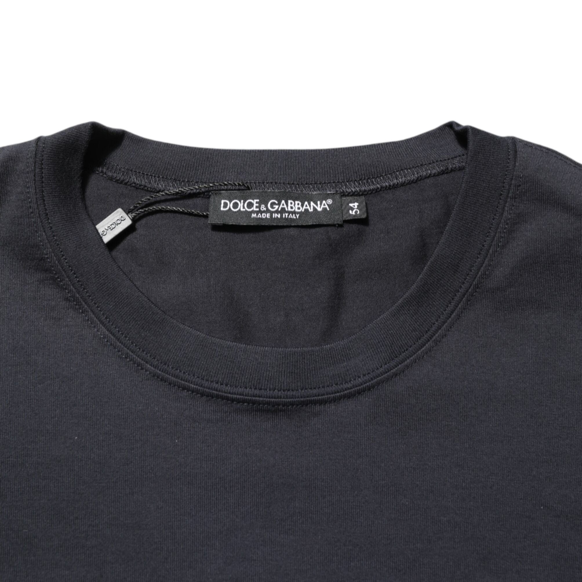 Dolce & Gabbana Black Logo Compass Cotton Crew Neck T-shirt