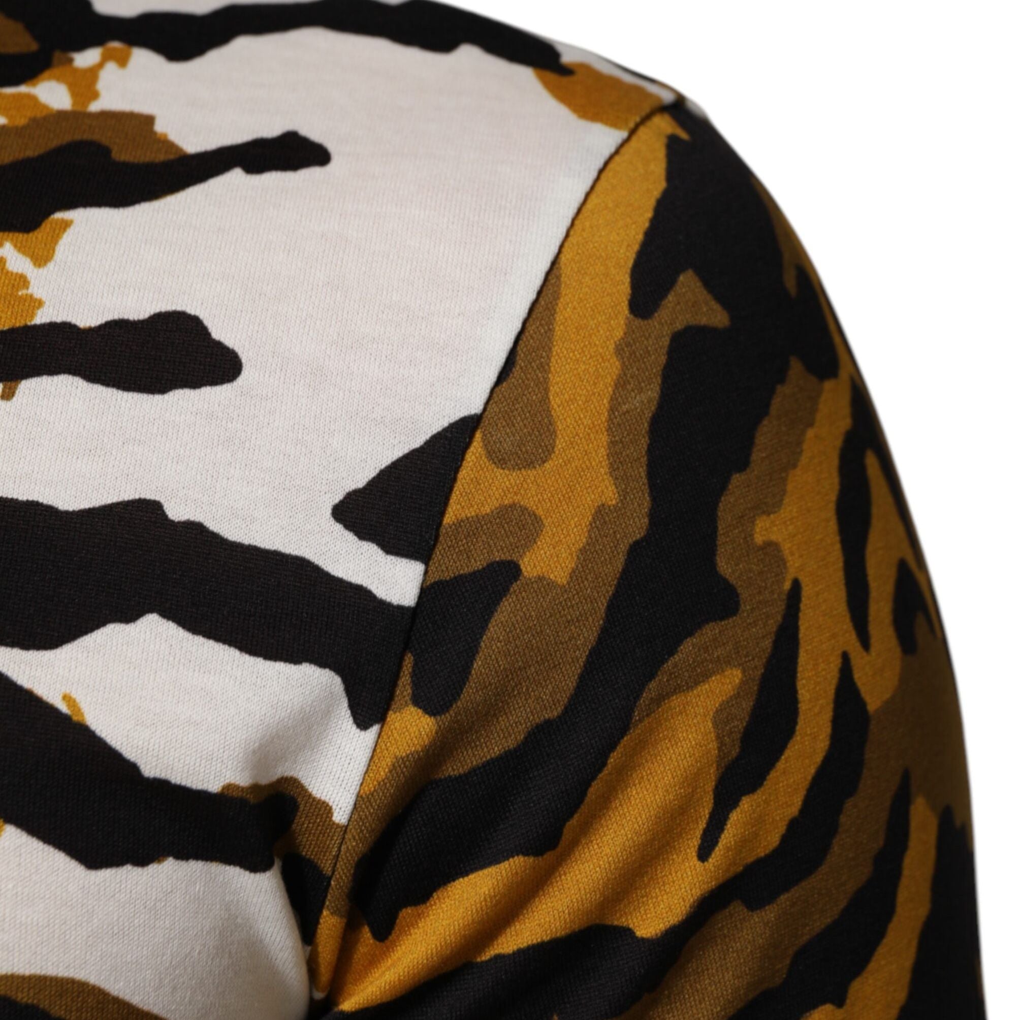 Dolce & Gabbana Multicolor Leopard Palm Leaf Men Crew Neck T-shirt