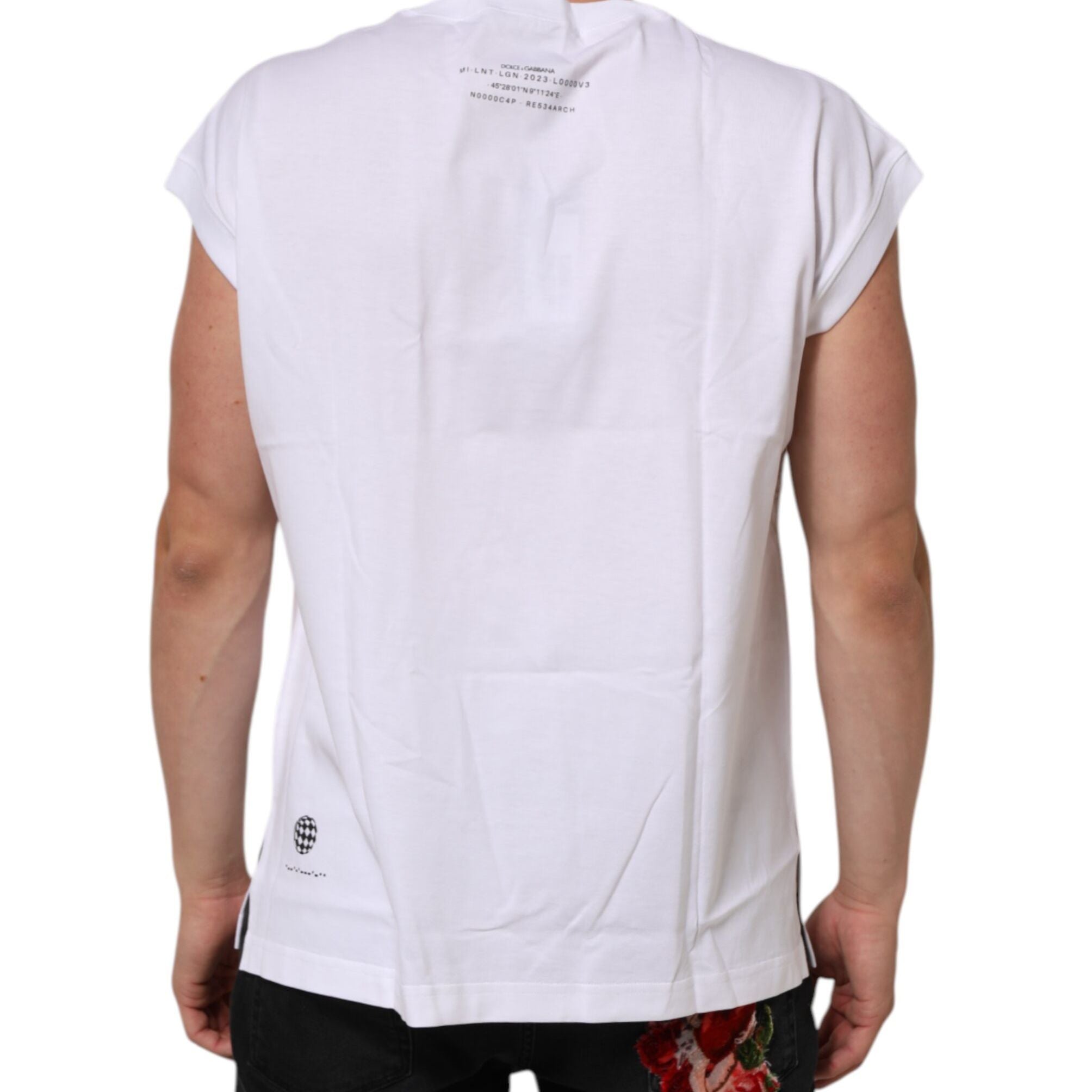 Dolce & Gabbana White Cotton Sleeveless Printed Tank T-shirt