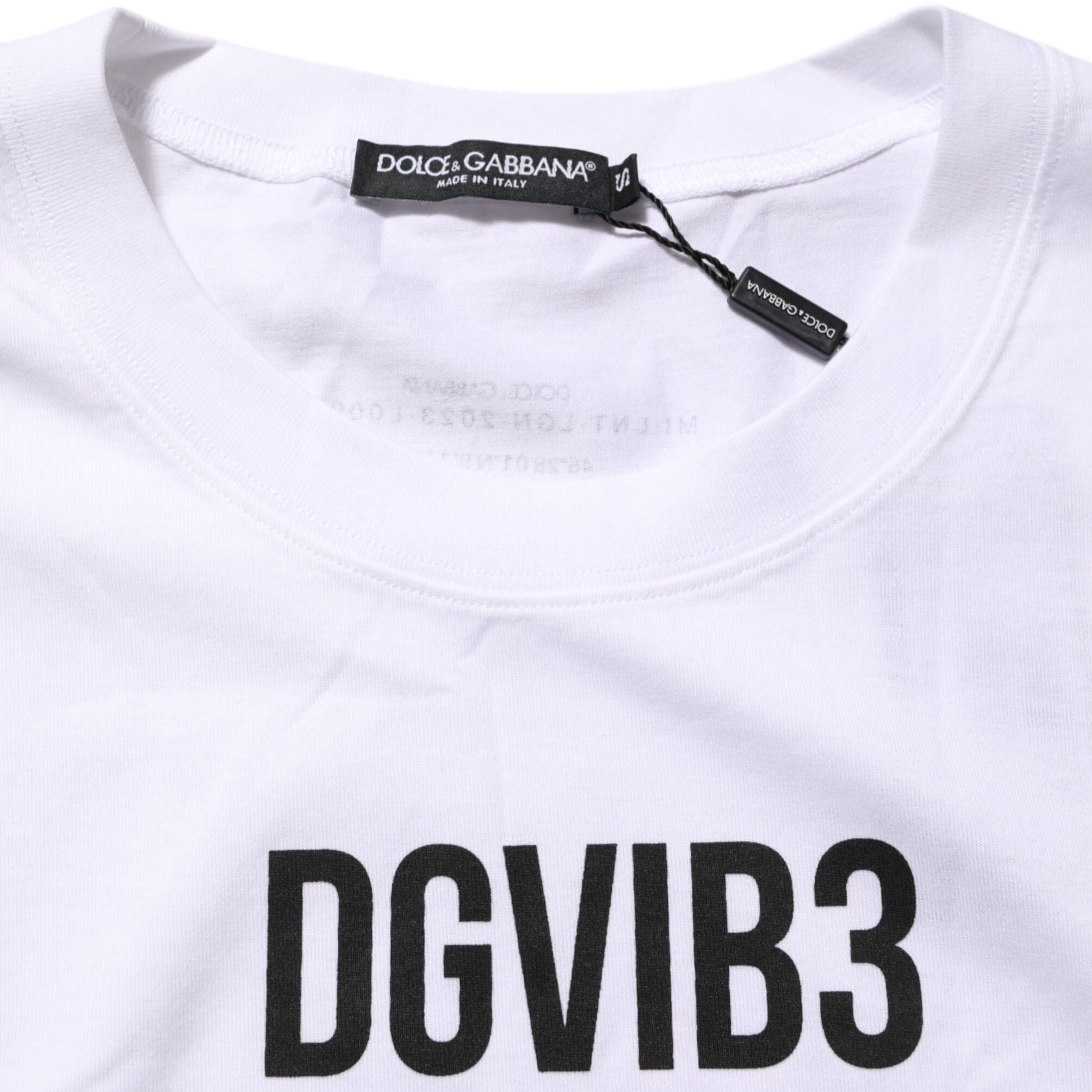 Dolce & Gabbana White Cotton Sleeveless Printed Tank T-shirt