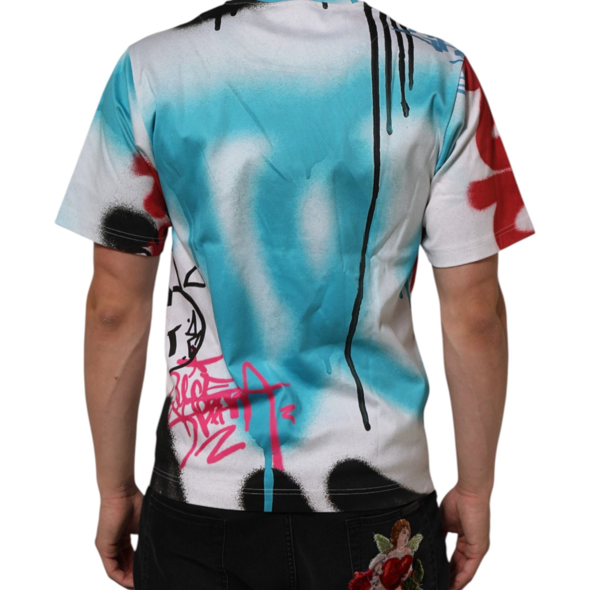 Dolce & Gabbana White Graffiti Crew Neck Short Sleeves T-shirt