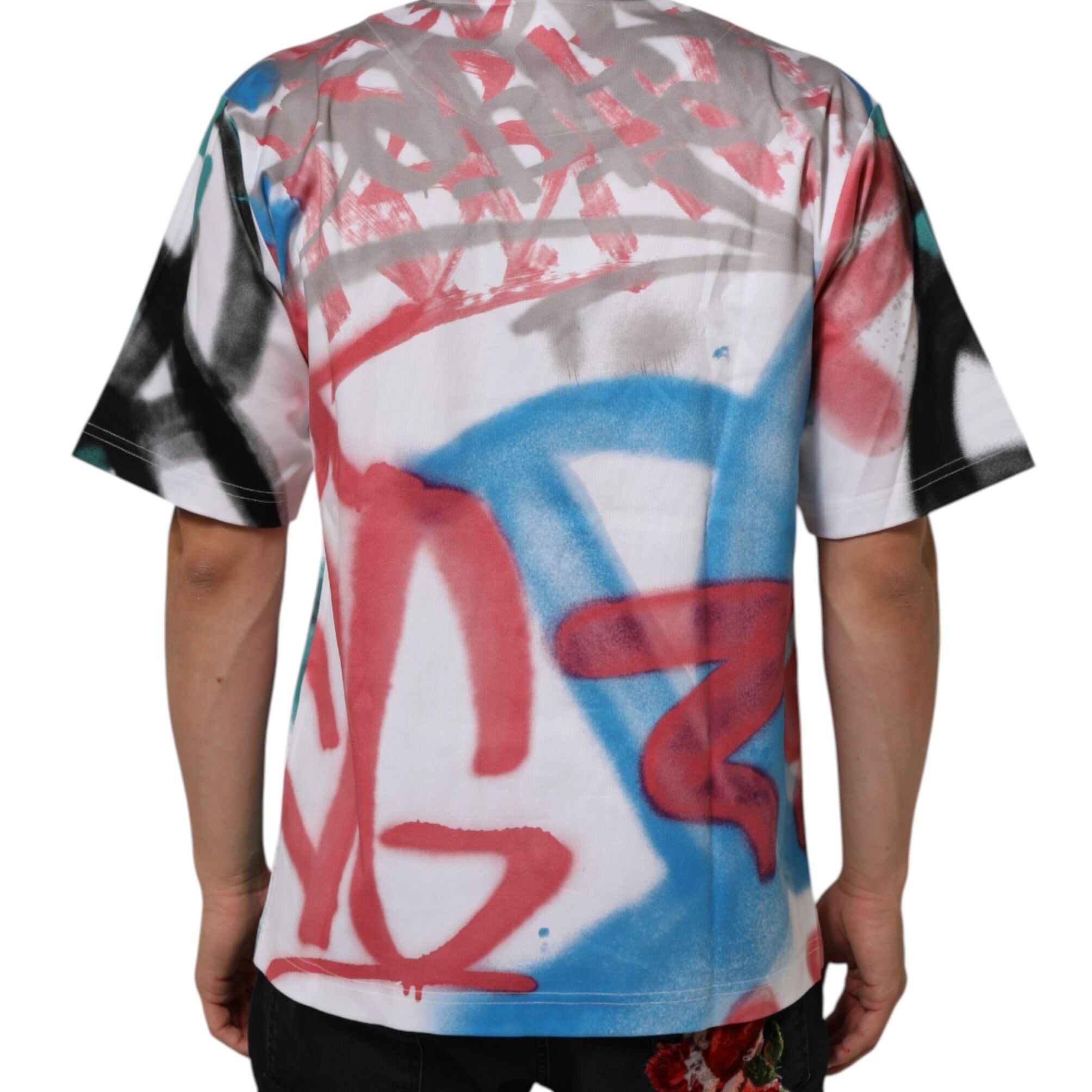 Dolce & Gabbana White Graffiti Crew Neck Short Sleeves T-shirt