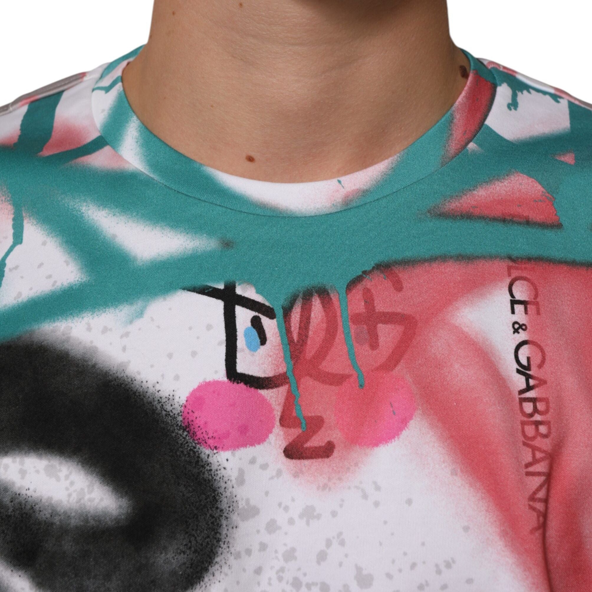 Dolce & Gabbana White Graffiti Crew Neck Short Sleeves T-shirt