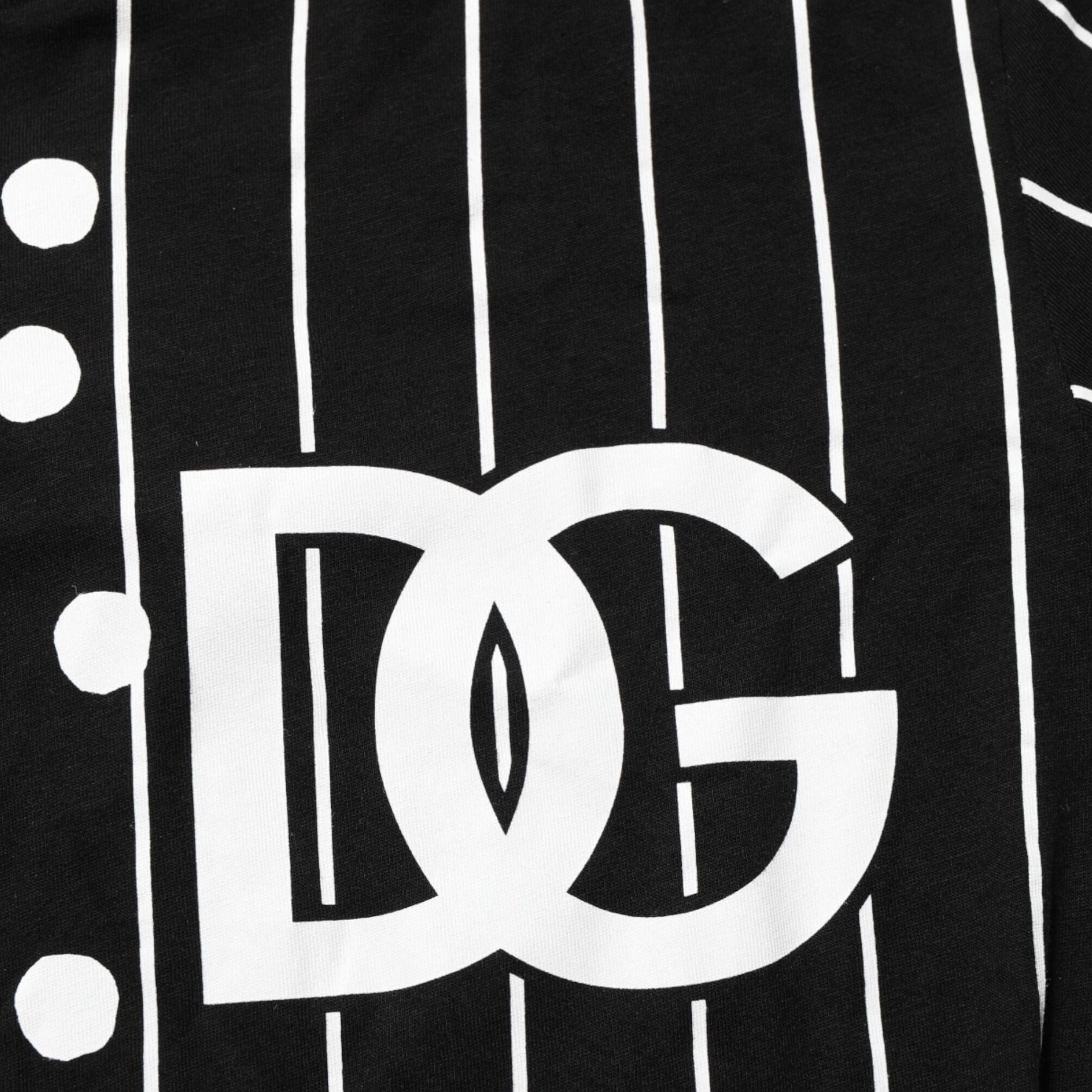 Dolce & Gabbana Black Cotton Polka Dots Round Neck T-shirt