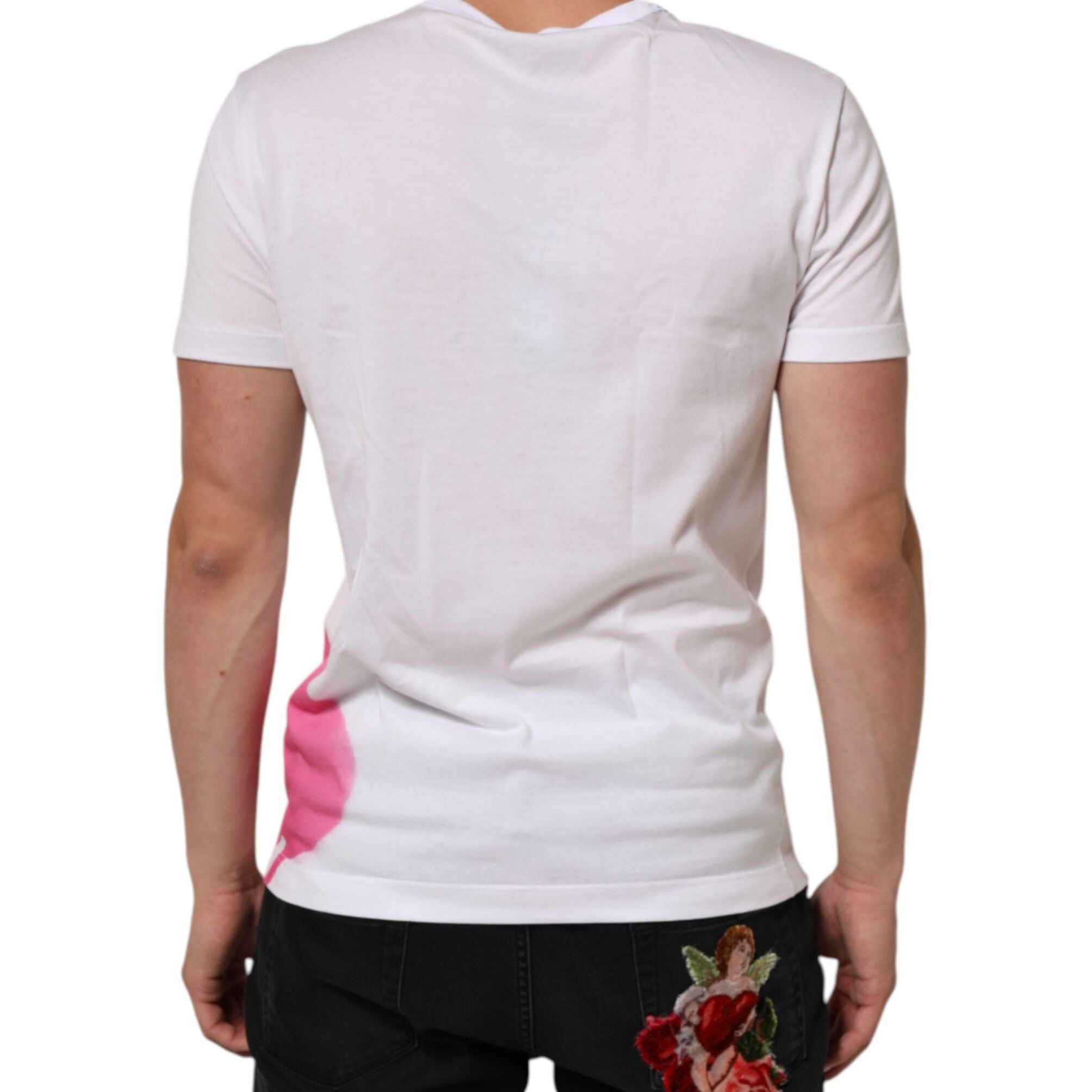 Dolce & Gabbana White Graphic Print Cotton Crew Neck T-shirt