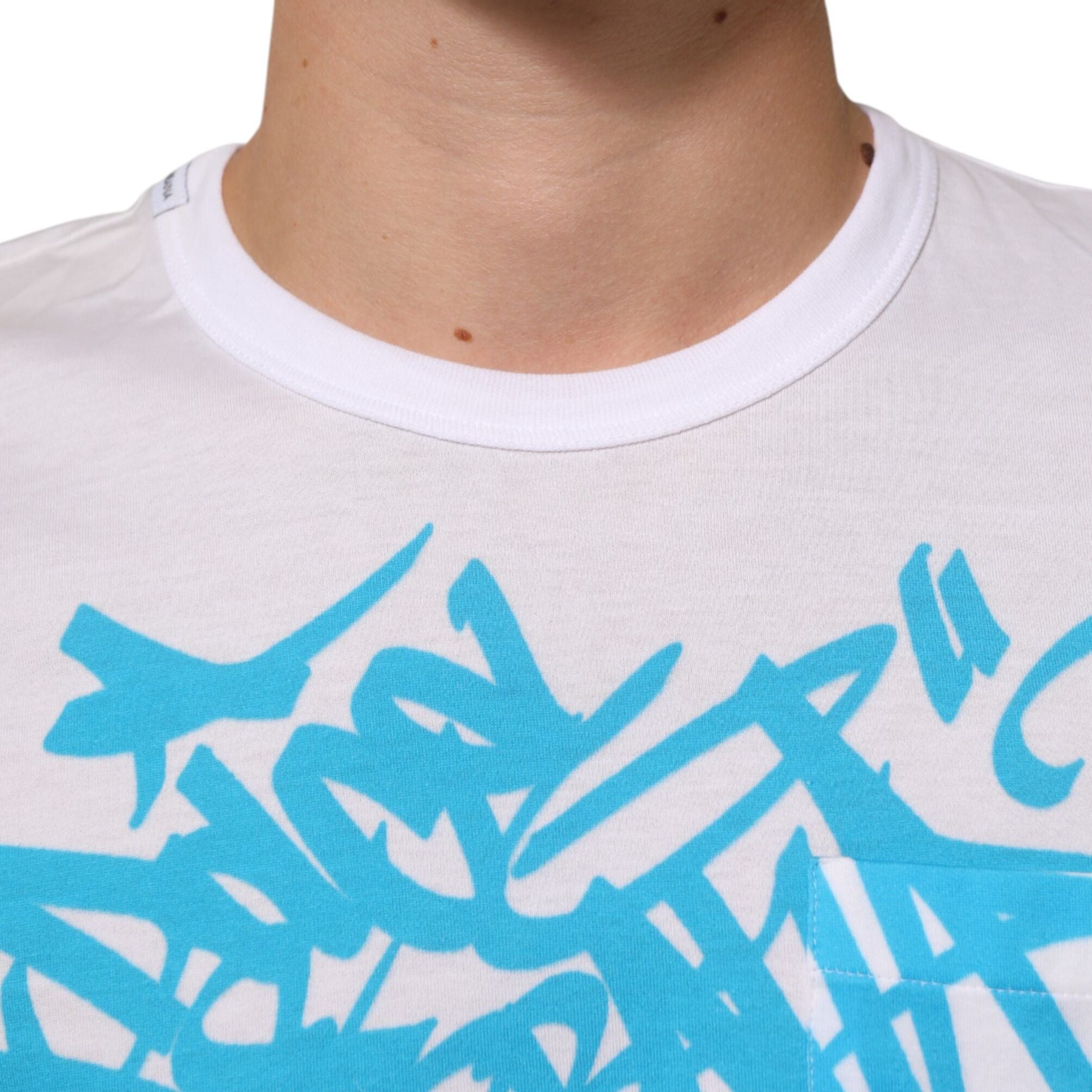 Dolce & Gabbana White Graphic Print Cotton Crew Neck T-shirt