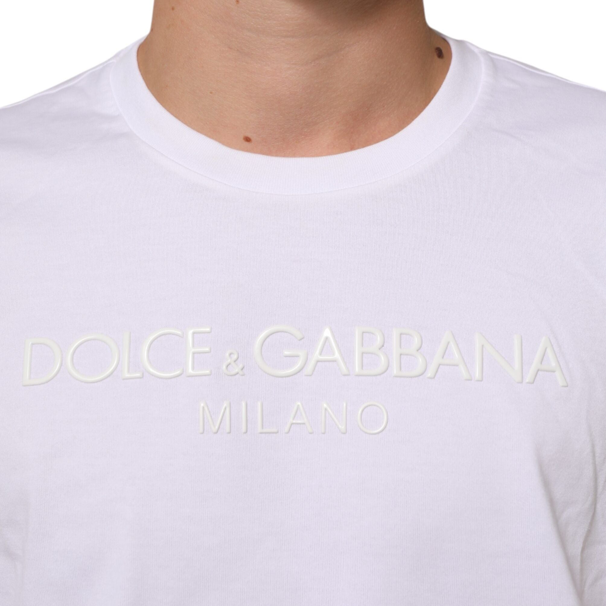 Dolce & Gabbana White Cotton Crew Neck Short Sleeves T-shirt