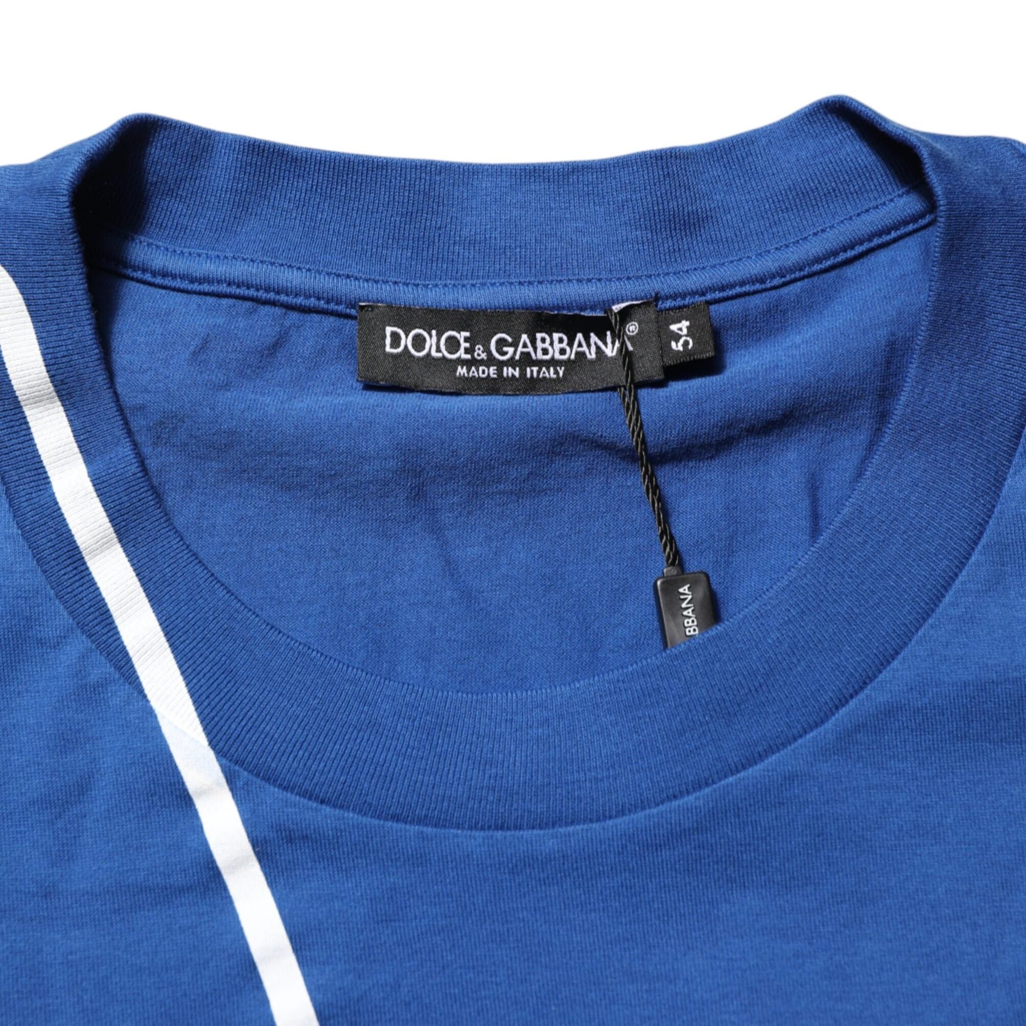 Dolce & Gabbana Blue Logo Print Cotton Crew Neck Men T-shirt