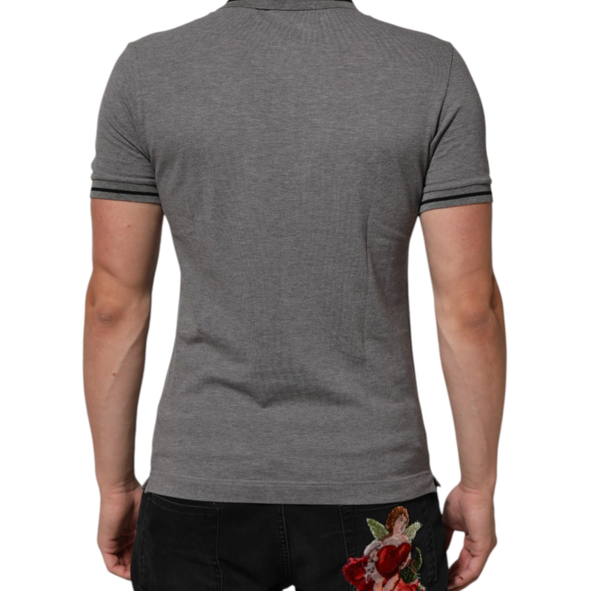 Dolce & Gabbana Gray Logo Embroidery Collared Polo T-shirt