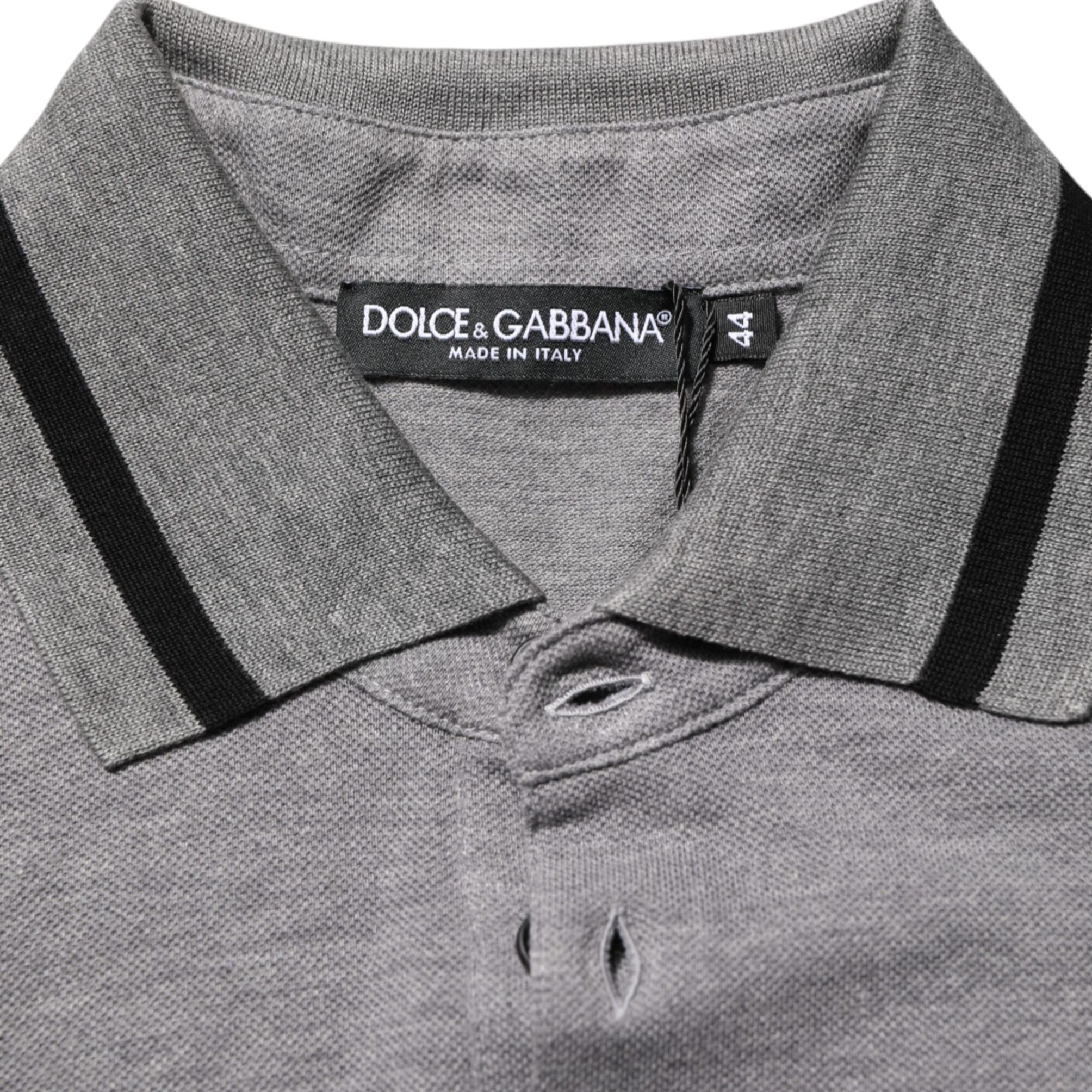 Dolce & Gabbana Gray Logo Embroidery Collared Polo T-shirt