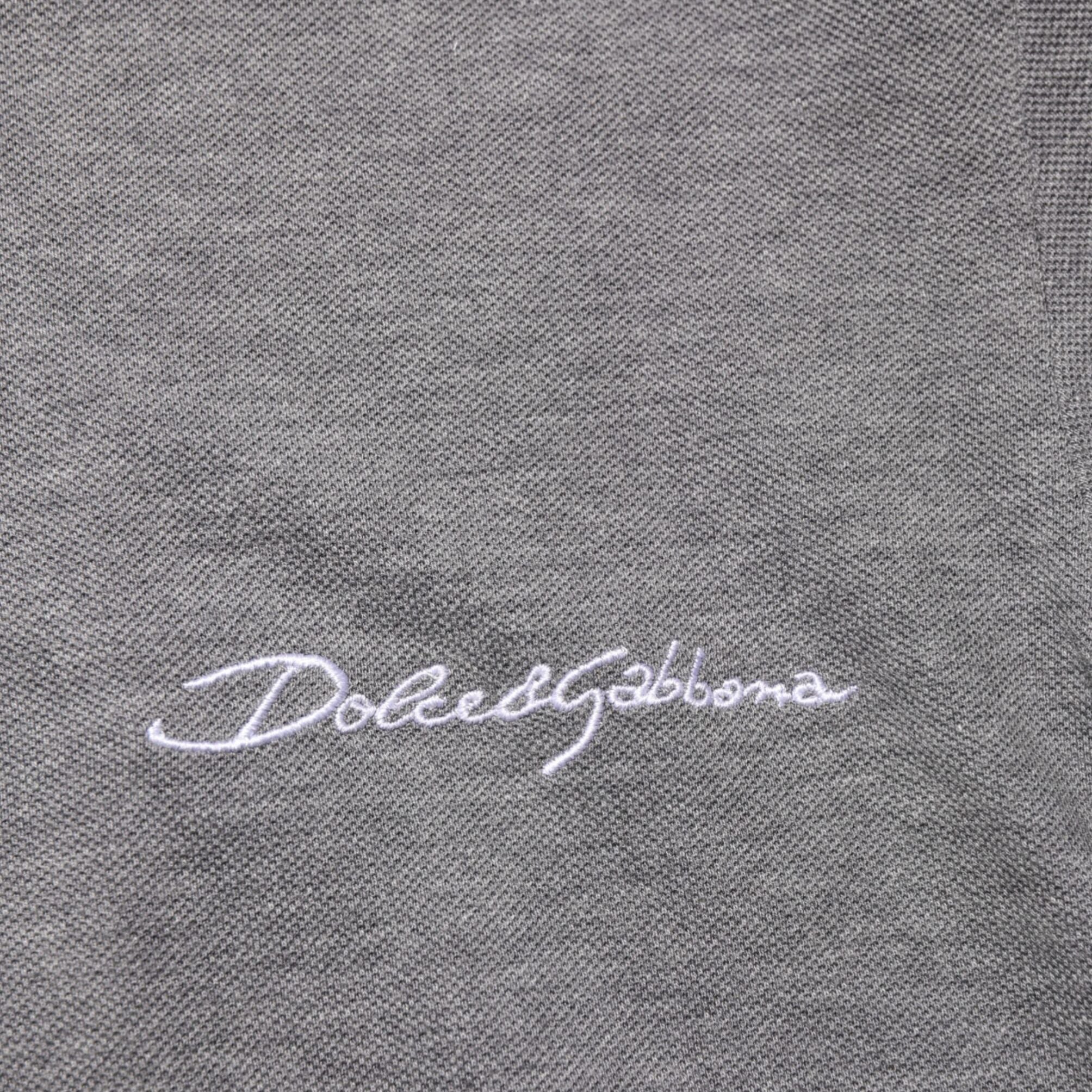 Dolce & Gabbana Gray Logo Embroidery Collared Polo T-shirt