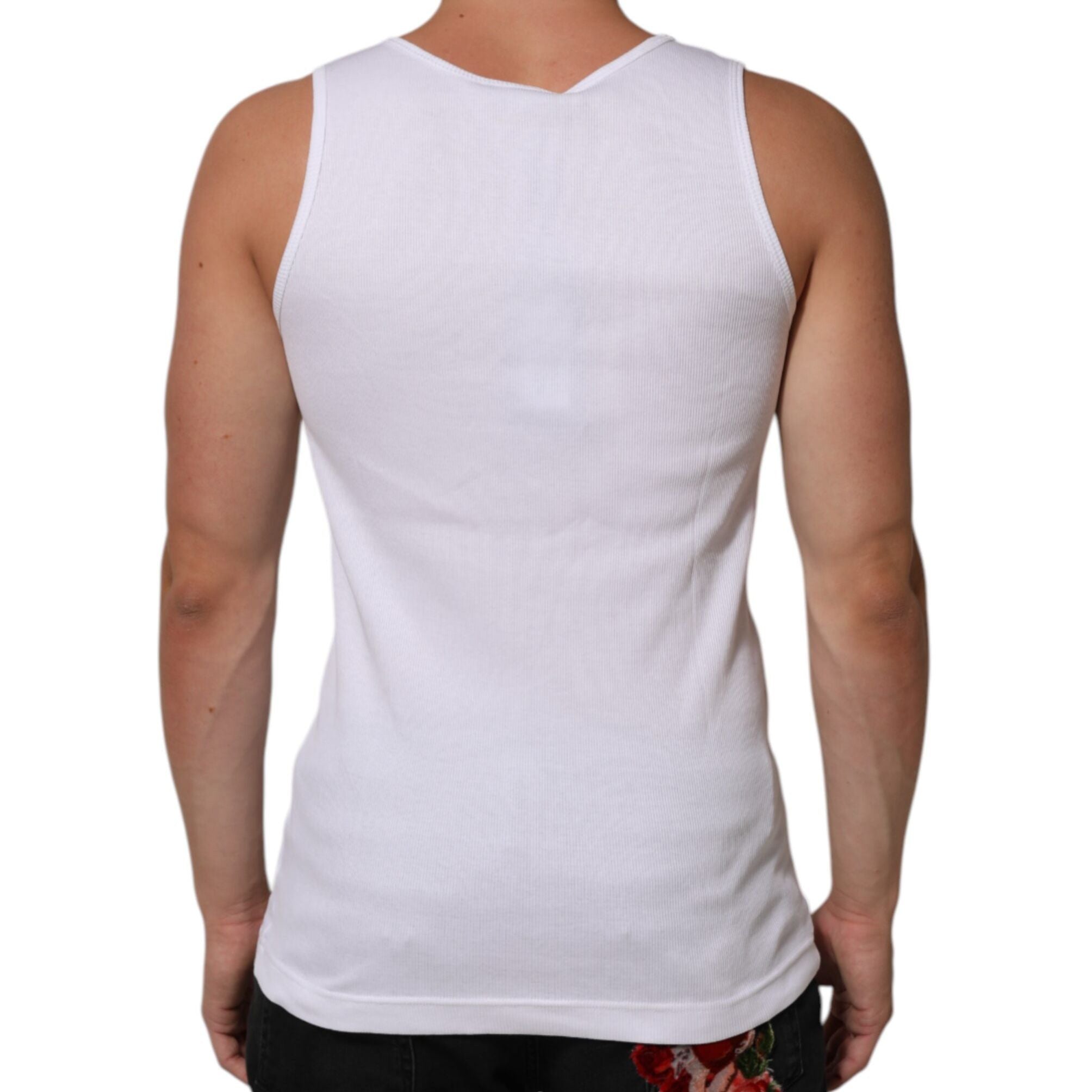 Dolce & Gabbana White Cotton Chain Necklace Tank Top T-shirt
