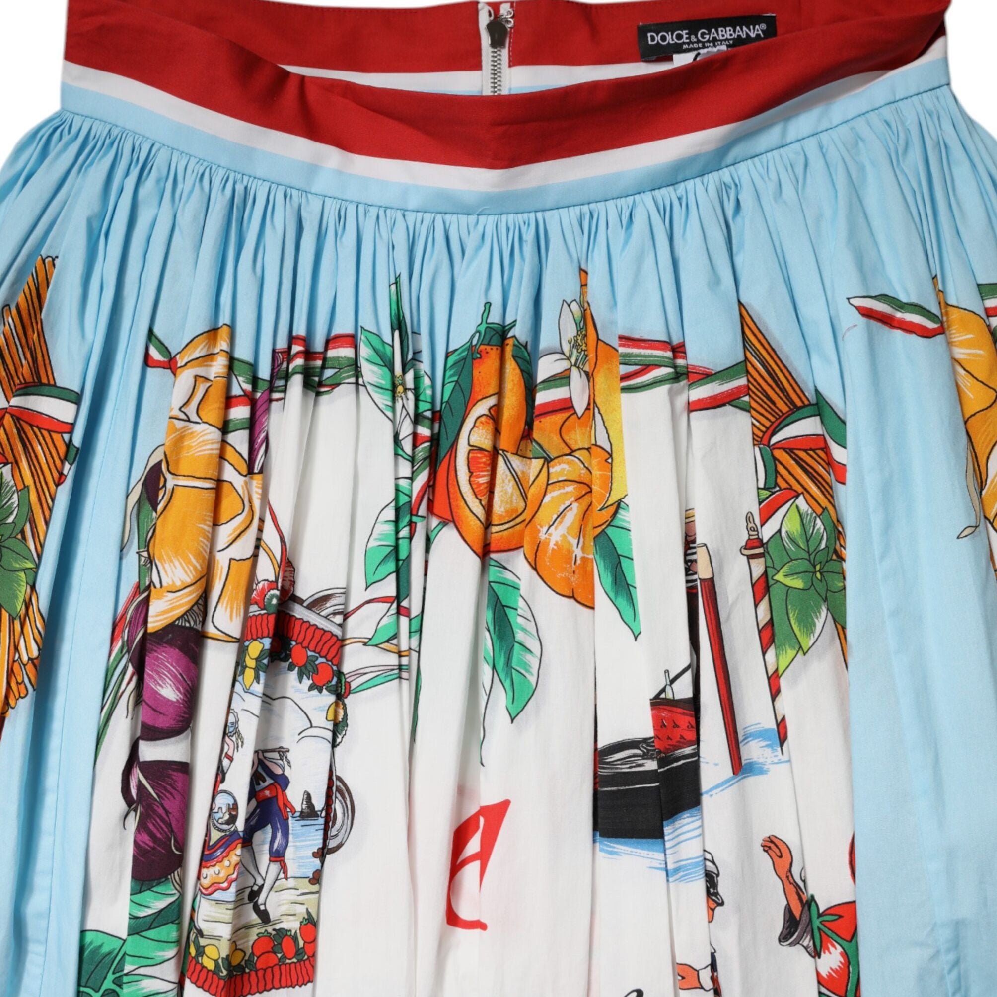 Dolce & Gabbana White Calendar Print Cotton Gathered Maxi Skirt