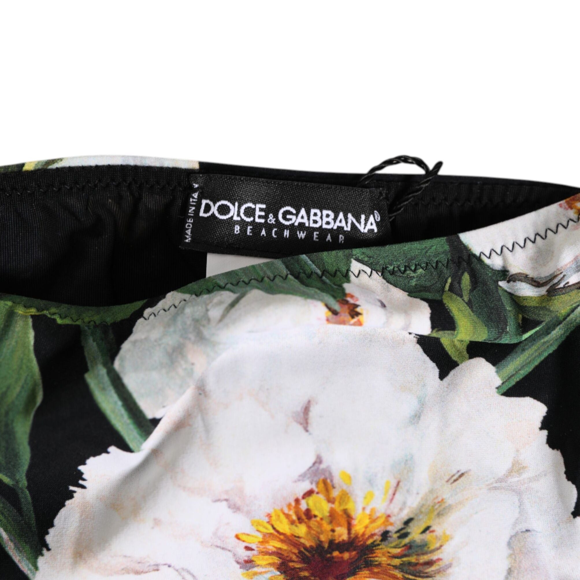 Dolce & Gabbana Black Side Tie Floral Bikini Bottom Swimwear