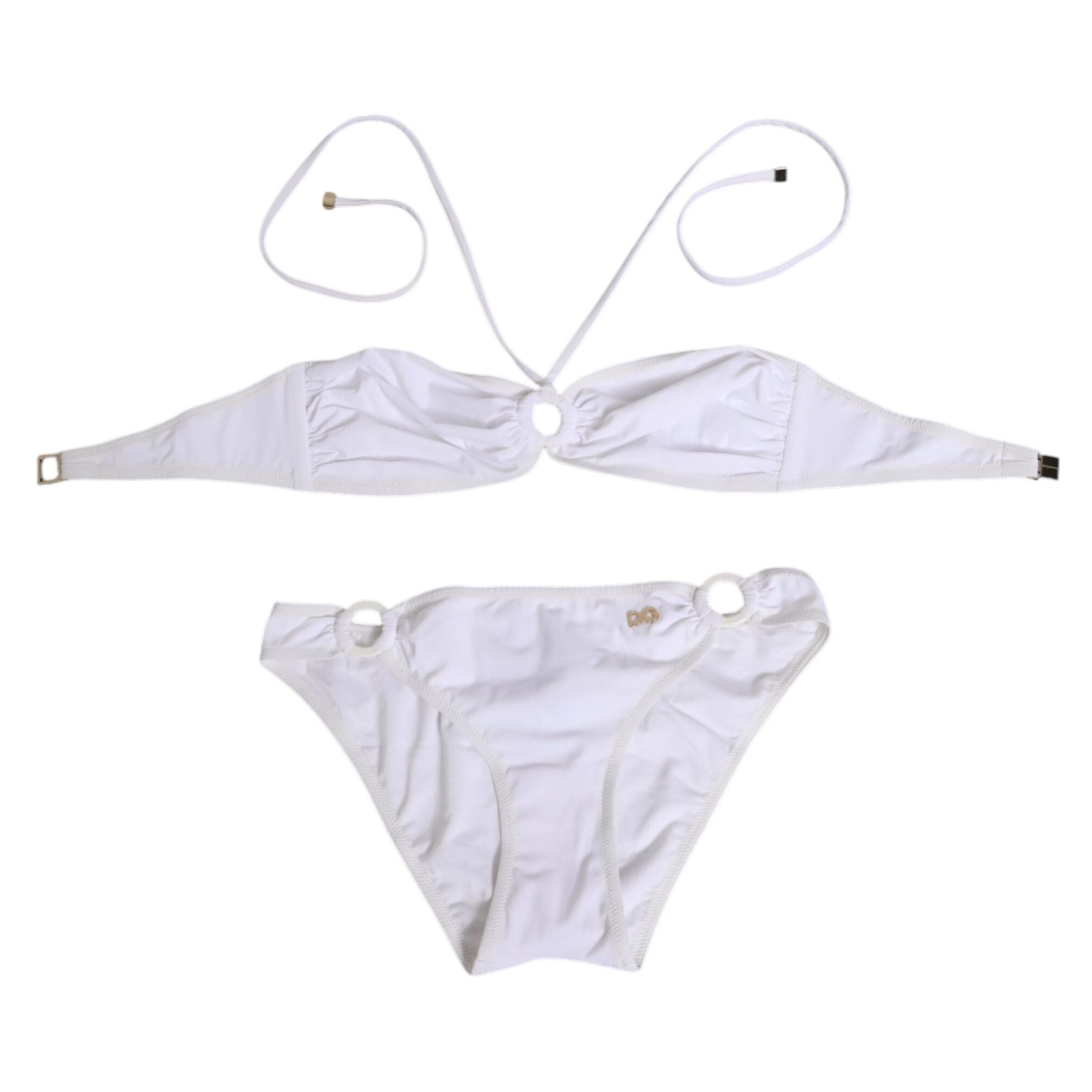 Dolce & Gabbana White Logo Swimsuit 2 Piece Top Bottom Swimwear