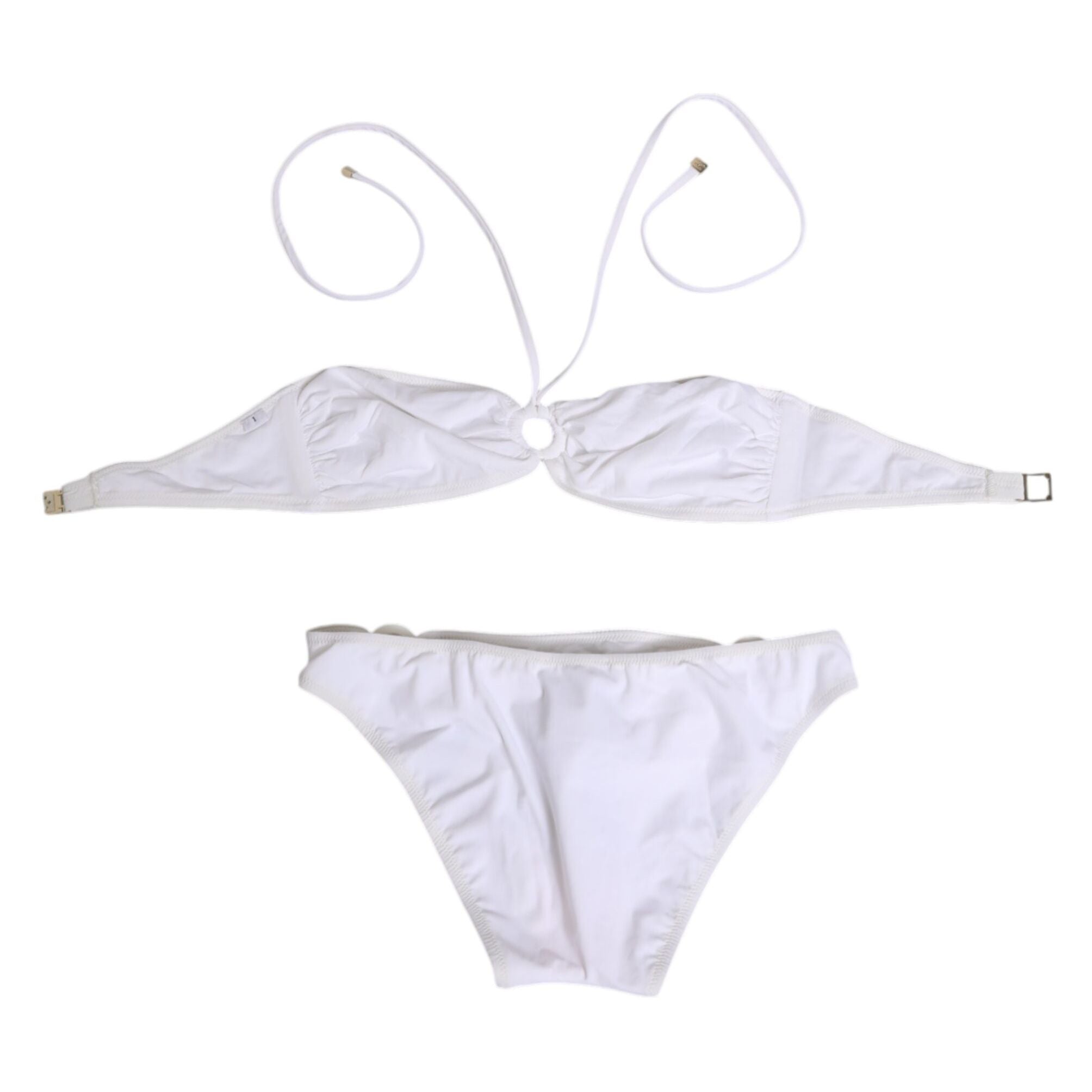 Dolce & Gabbana White Logo Swimsuit 2 Piece Top Bottom Swimwear