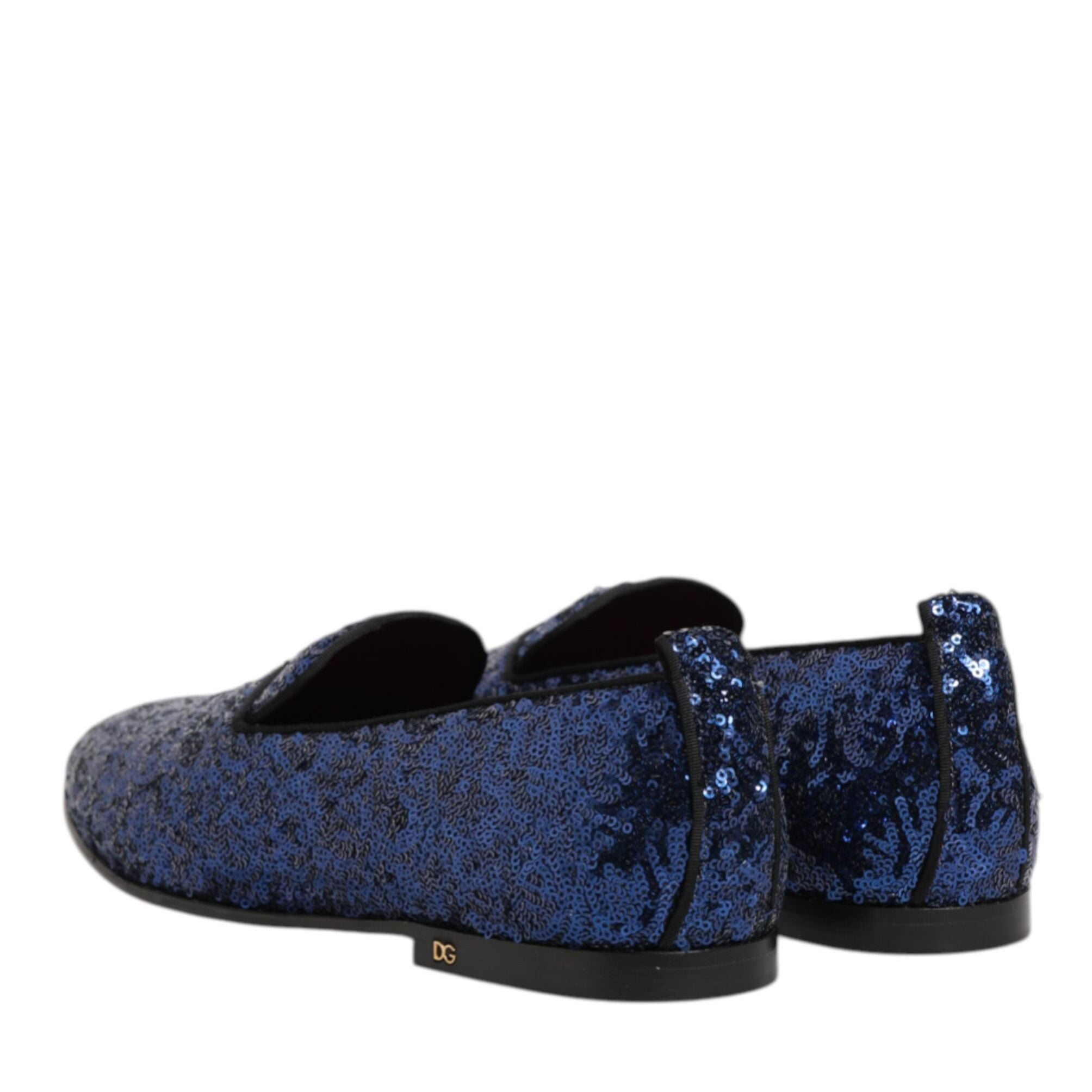 Dolce & Gabbana Blue Sequined Loafers Slippers Men Dress Shoes
