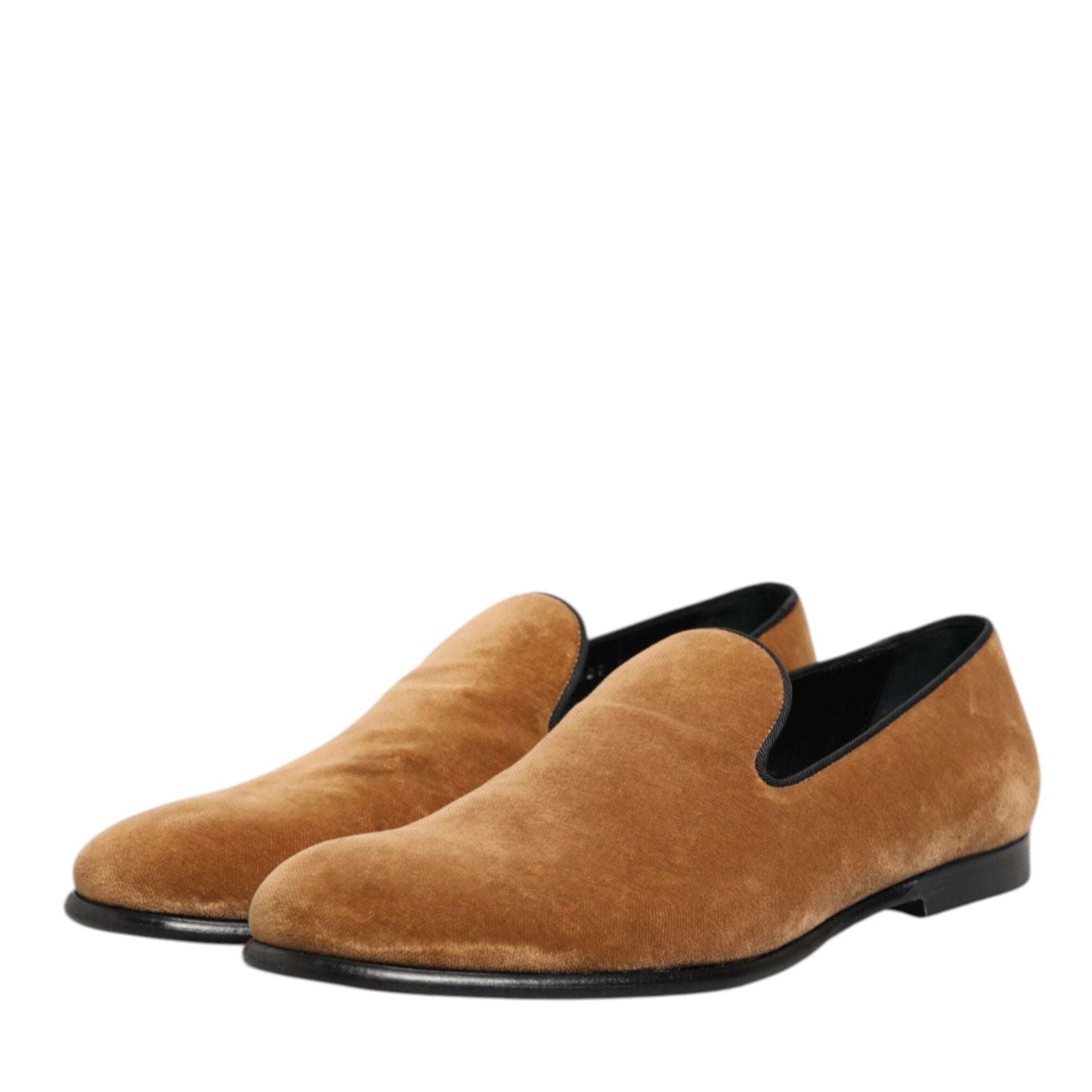 Dolce & Gabbana Brown Suede Slip On Men Loafers Formal Shoes