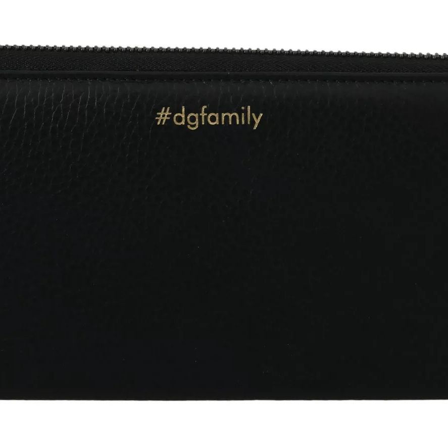 Dolce & Gabbana Black Leather #DGFAMILY Zipper Continental Mens Wallet