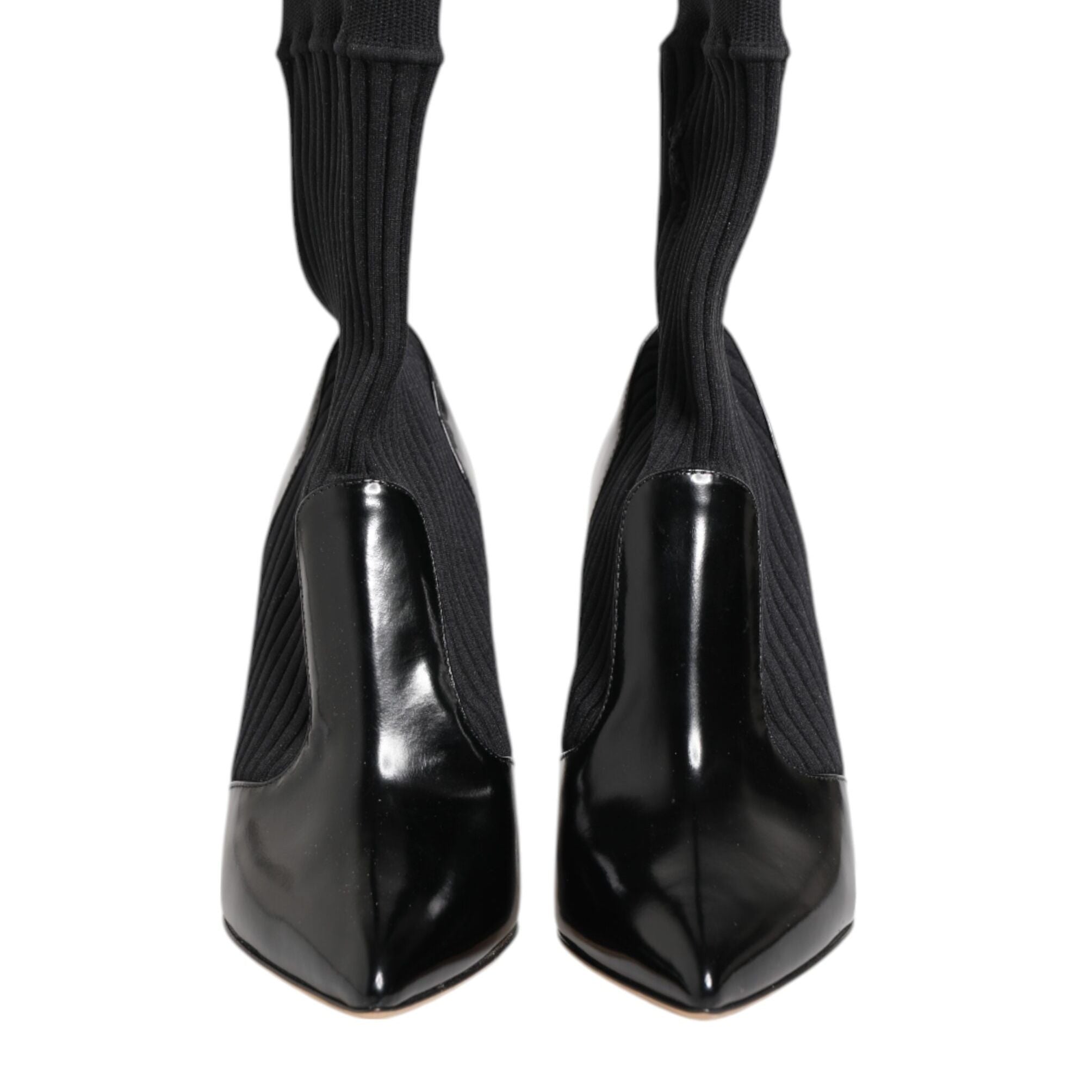 Dolce & Gabbana Black Stretch Stilettos Booties Socks Shoes