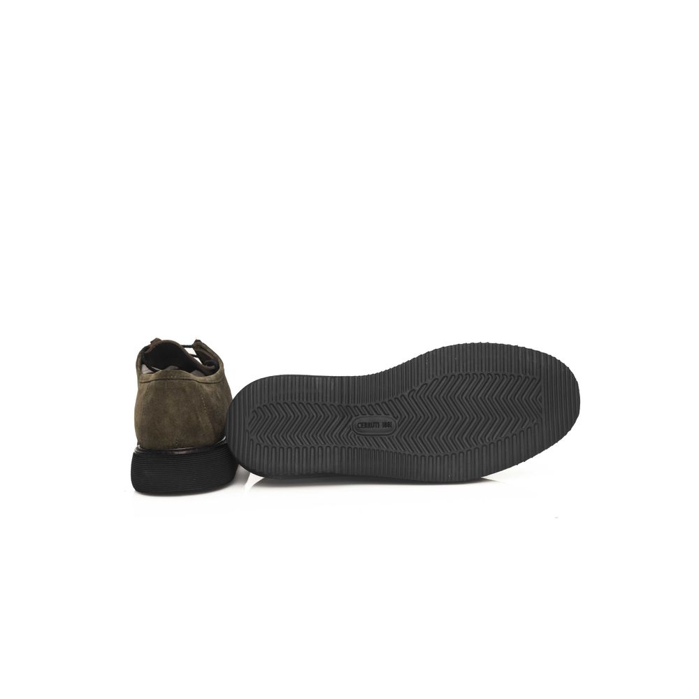 Cerruti 1881 Green Calfskin Men Derby Shoe