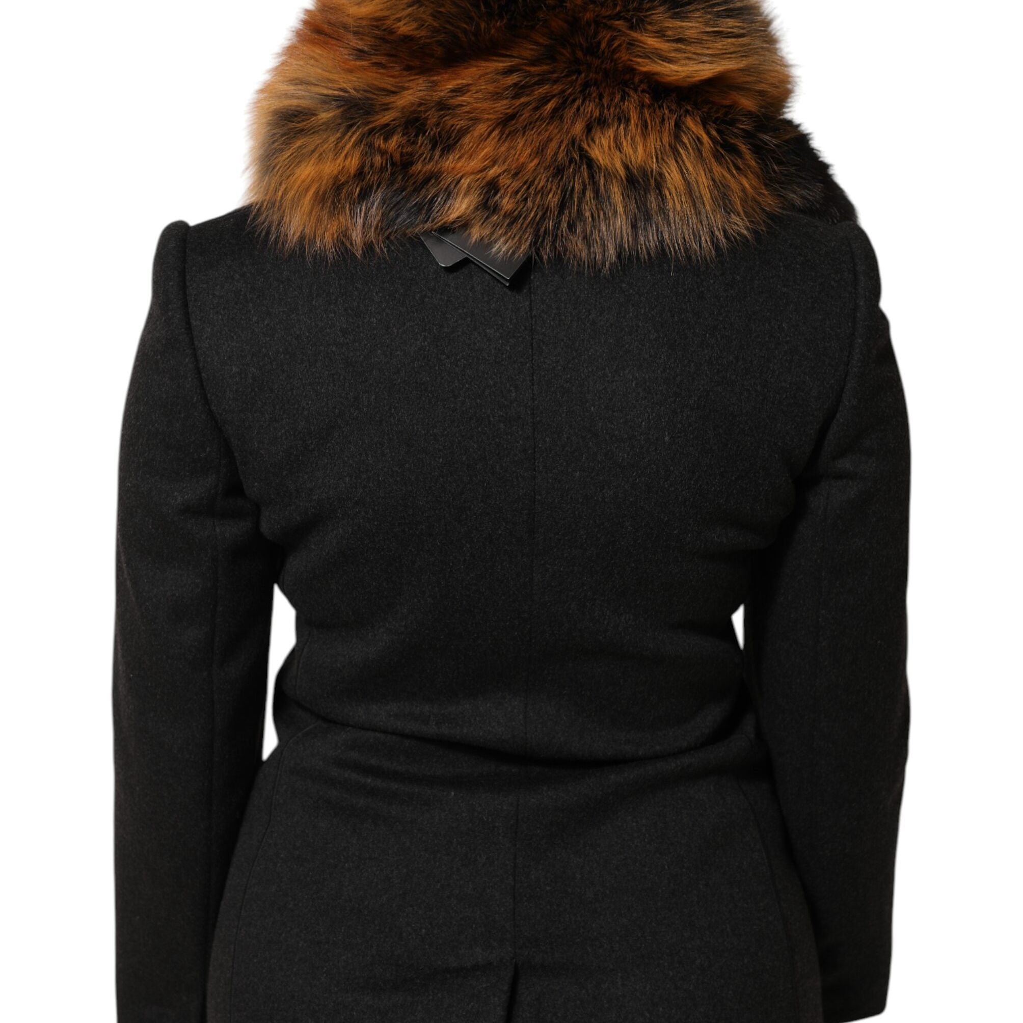 Dolce & Gabbana Brown Red Fox Fur Neck Cashmere Warmer Scarf