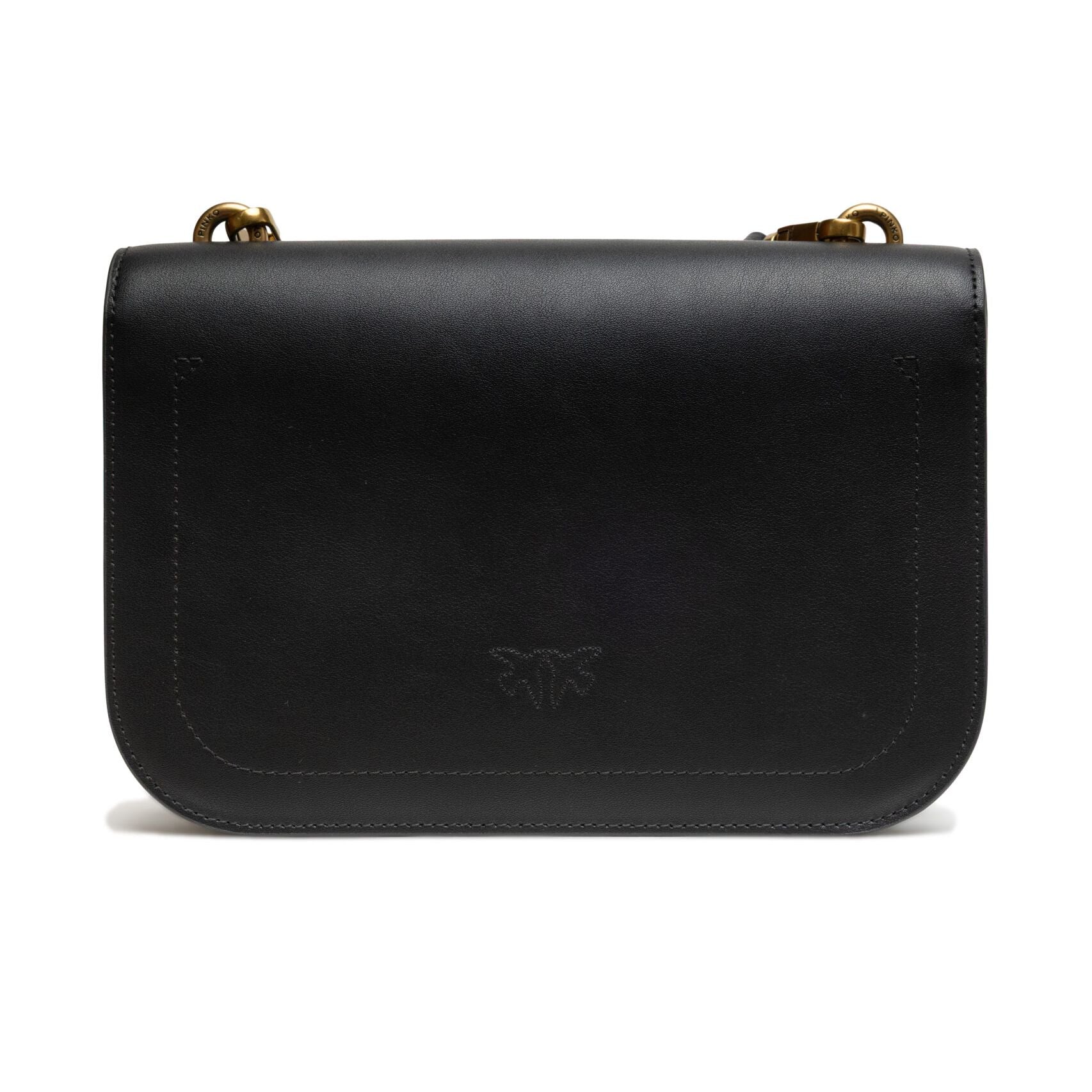 PINKO Black Leather Love Bell Classic Shoulder Bag