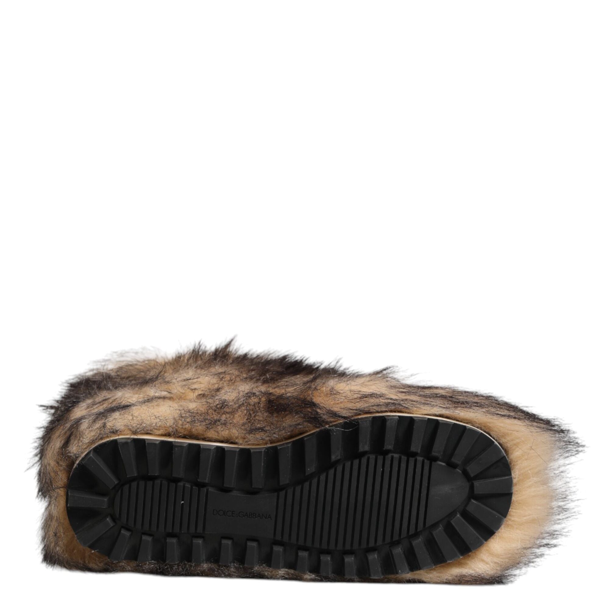 Dolce & Gabbana Brown Faux Skim Ski Fur Men Short Boots Shoes