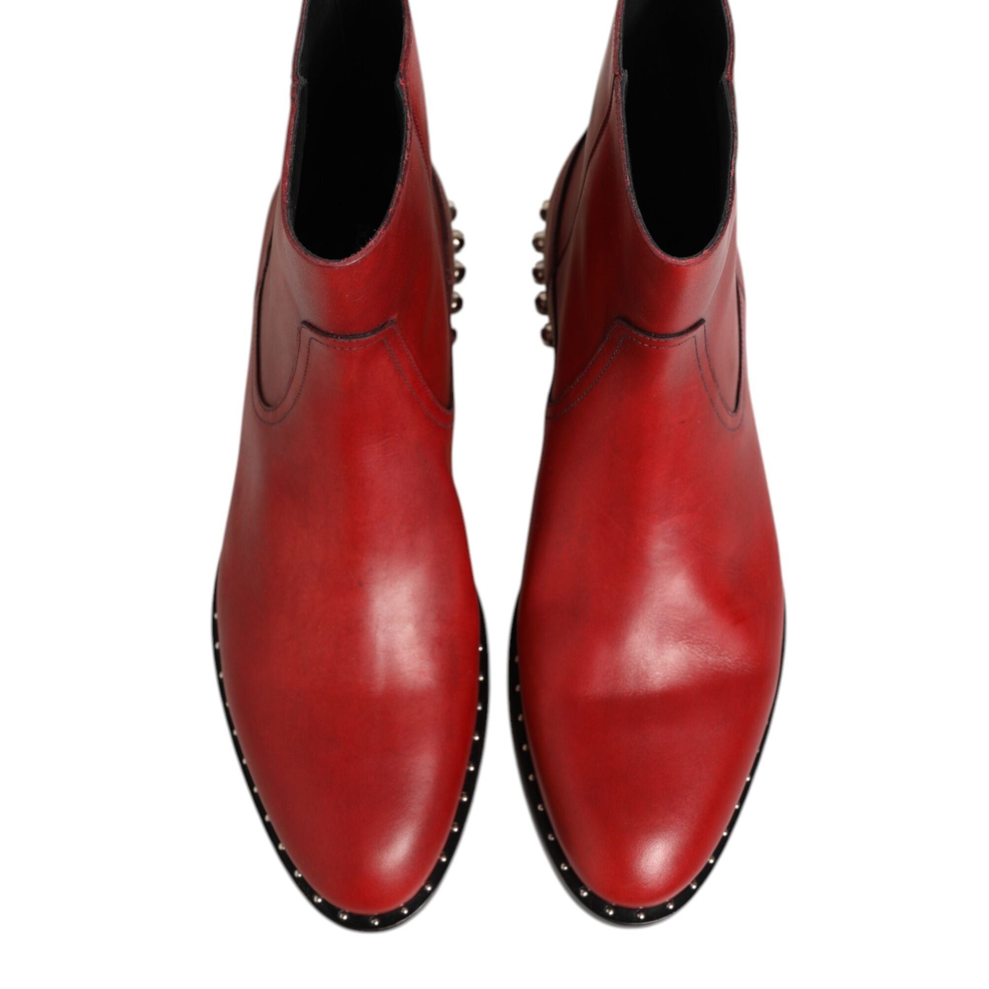 Dolce & Gabbana Red Studded Chelsea Short Ankle Boots Shoes