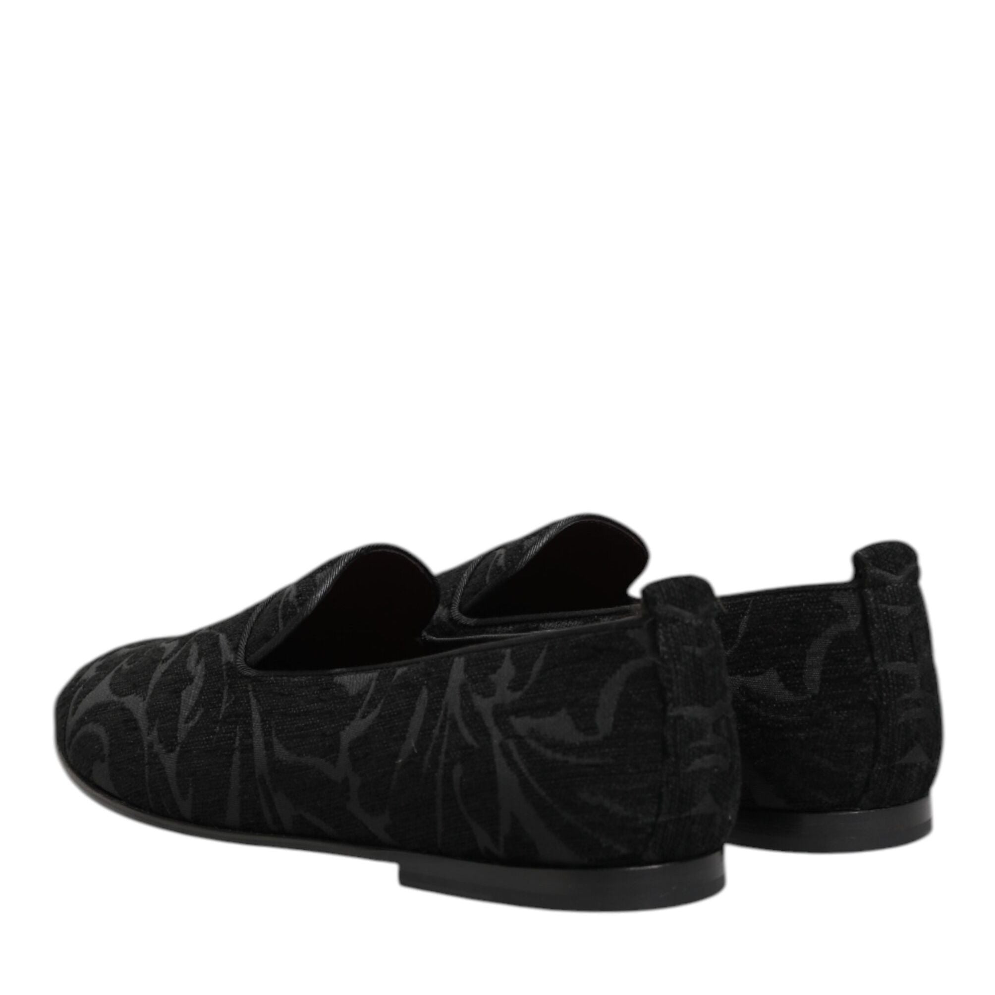 Dolce & Gabbana Black Brocade Loafers Slip On Men Dress Shoes