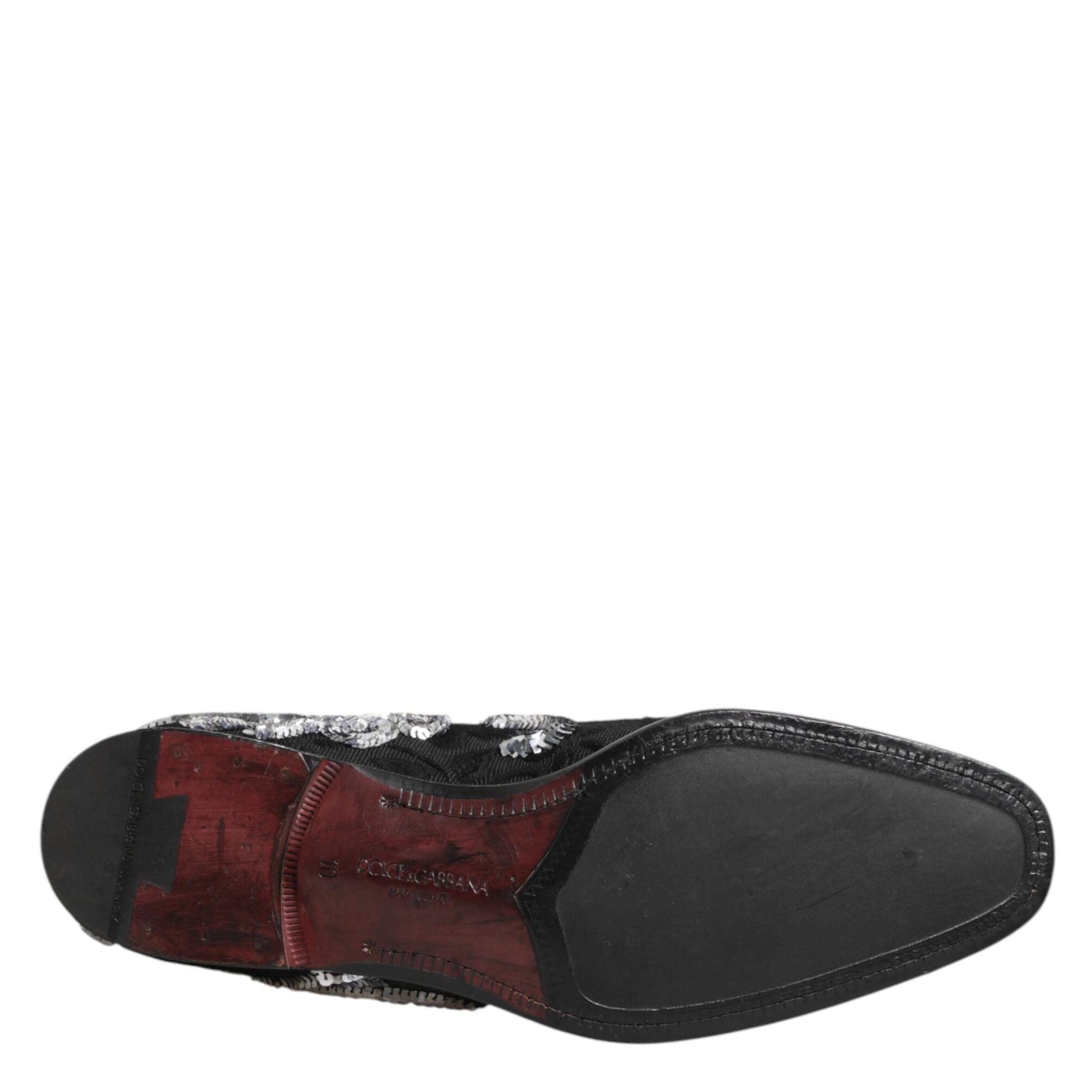 Dolce & Gabbana Black Silver Sequined Loafers Men Dress Shoes