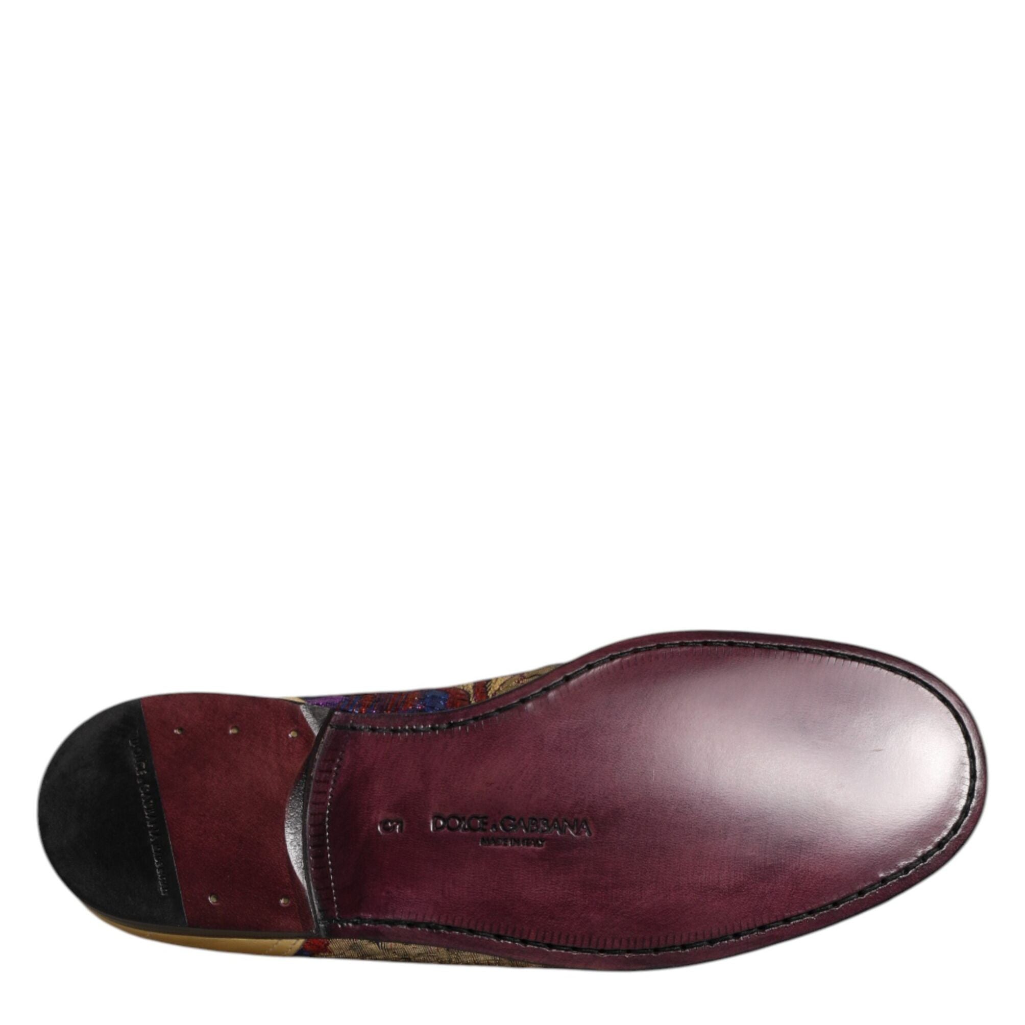 Dolce & Gabbana Multicolor Jacquard Gold DG Logo Loafer Shoes