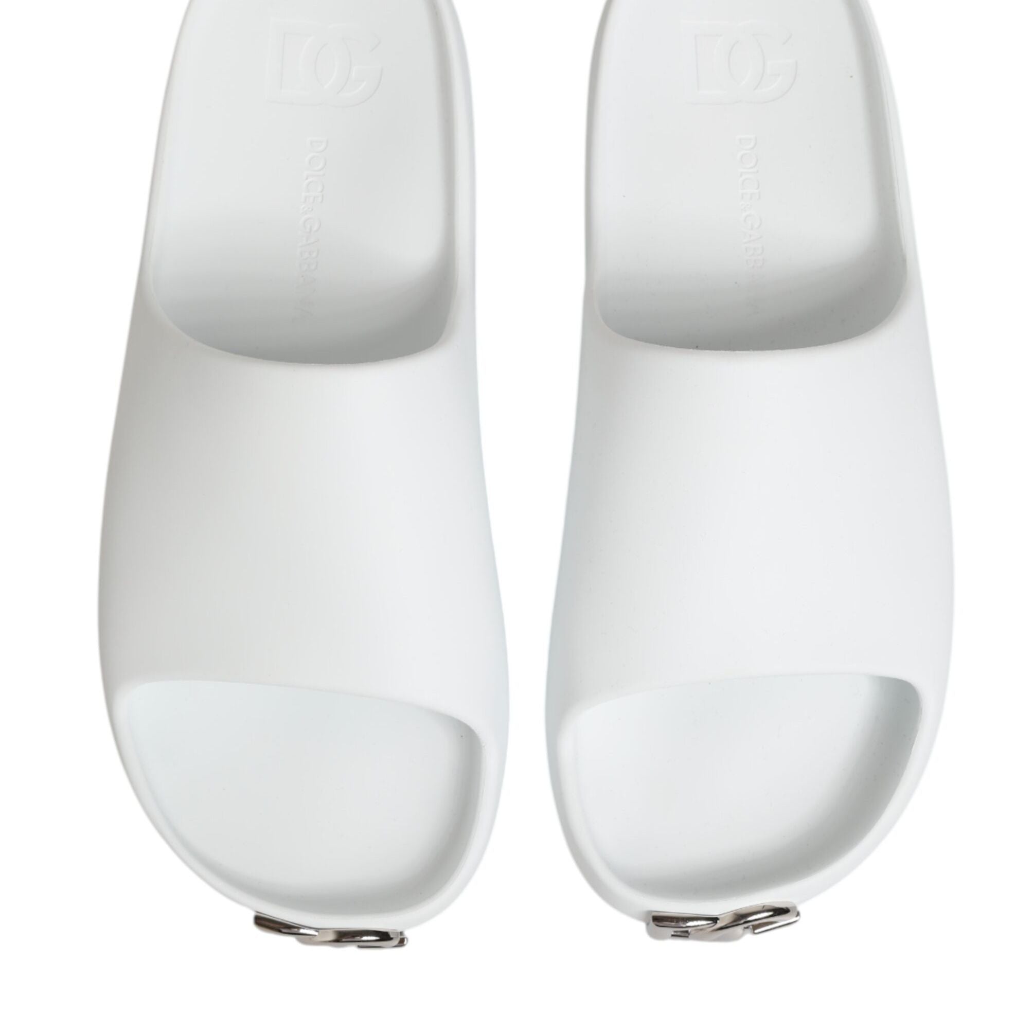 Dolce & Gabbana White Logo Slides Sandals Men Beachwear Shoes